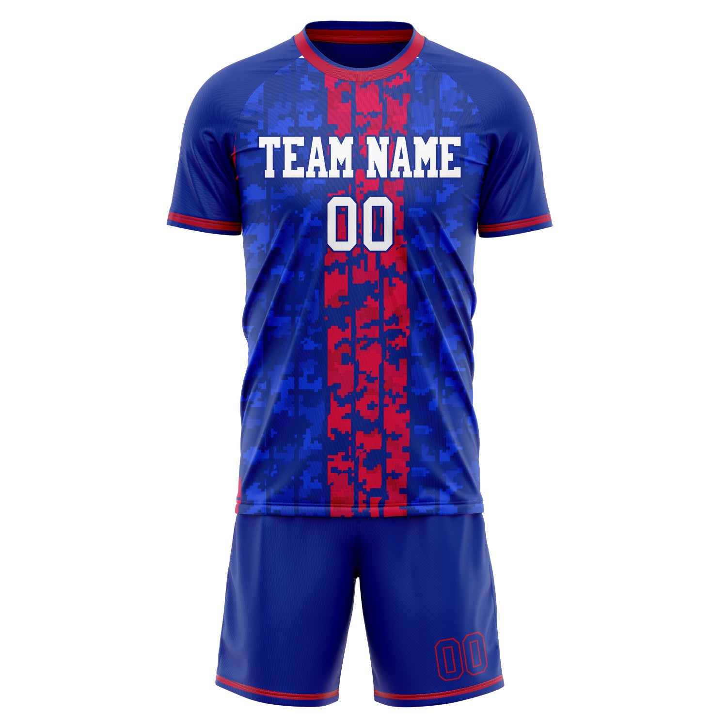 Custom Professional Royal Blue Red Football Jersey Set