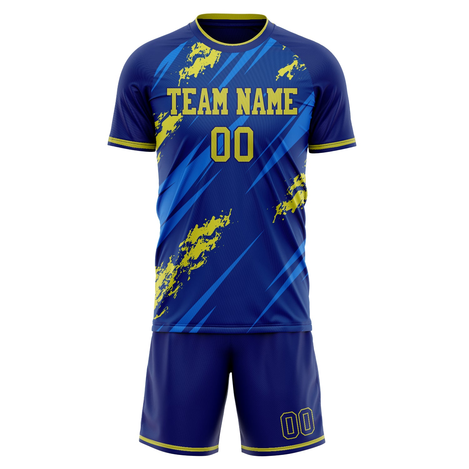 Custom Professional Royal Blue Yellow Soccer Jersey Set