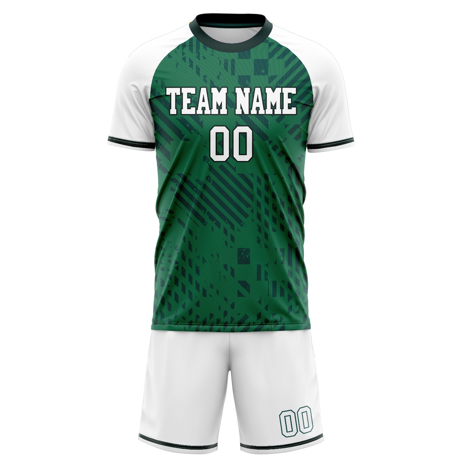 Custom Professional Kelly Green White Soccer Jersey Set