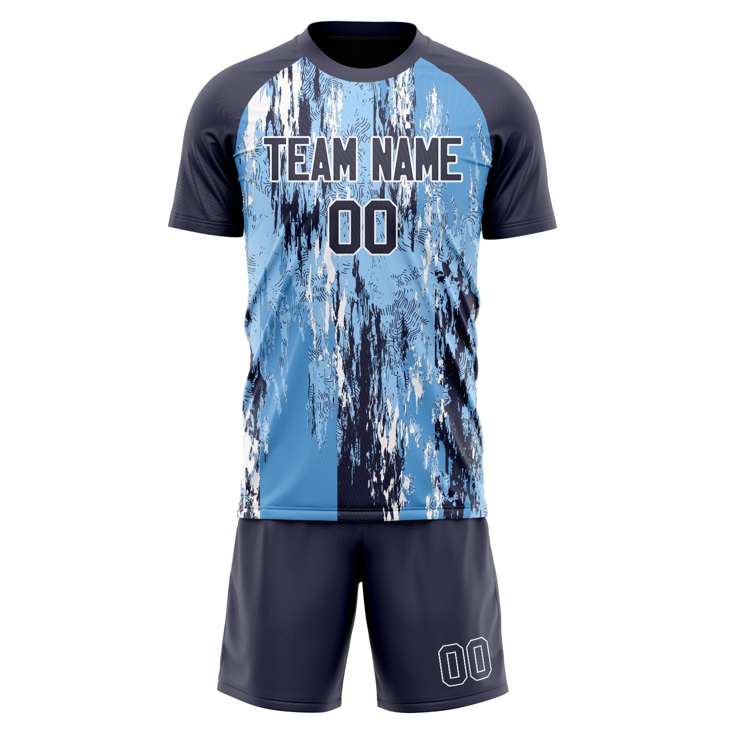 Custom Professional Light Blue Navy Blue Soccer Jersey Set