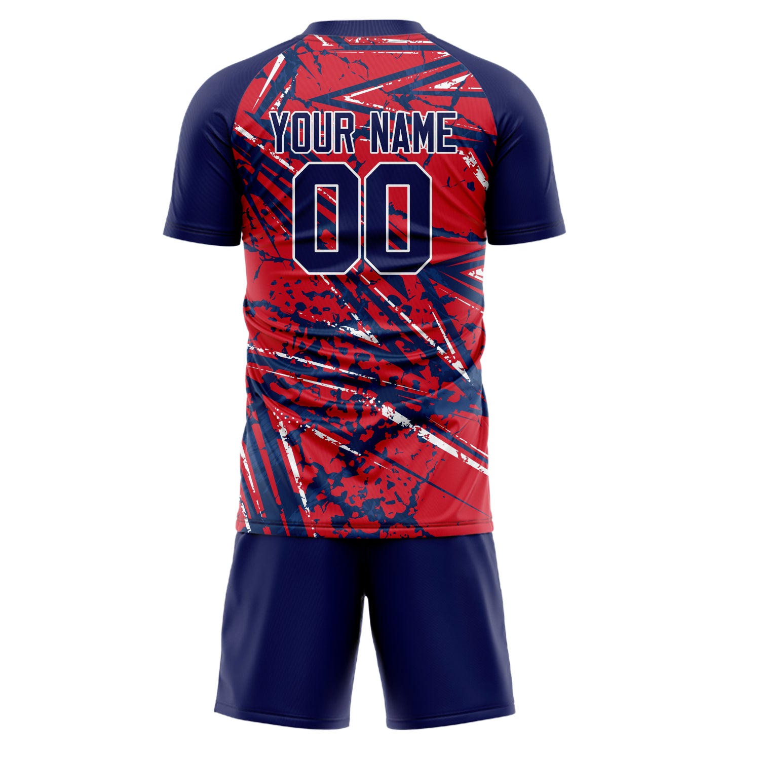 Custom Professional Red Navy Blue Soccer Jersey Set