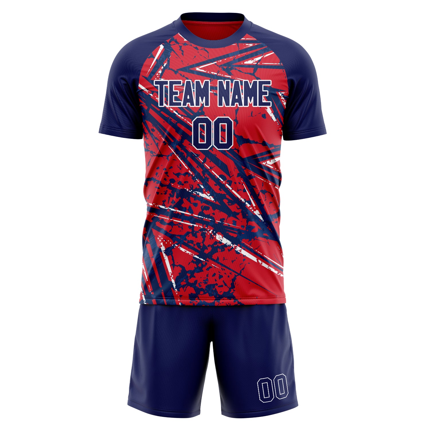 Custom Professional Red Navy Blue Soccer Jersey Set