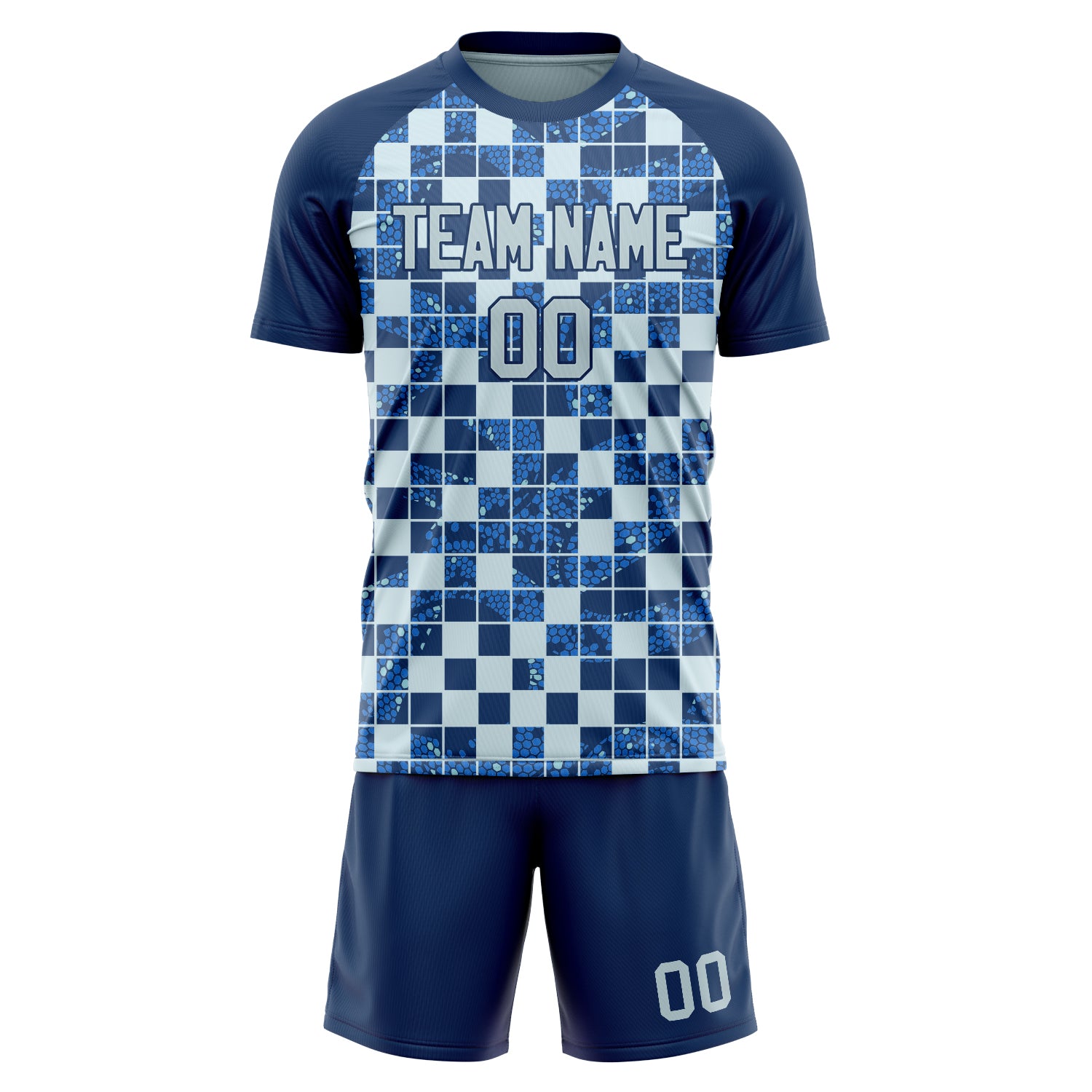 Custom Professional Navy Blue Grey Soccer Jersey Set