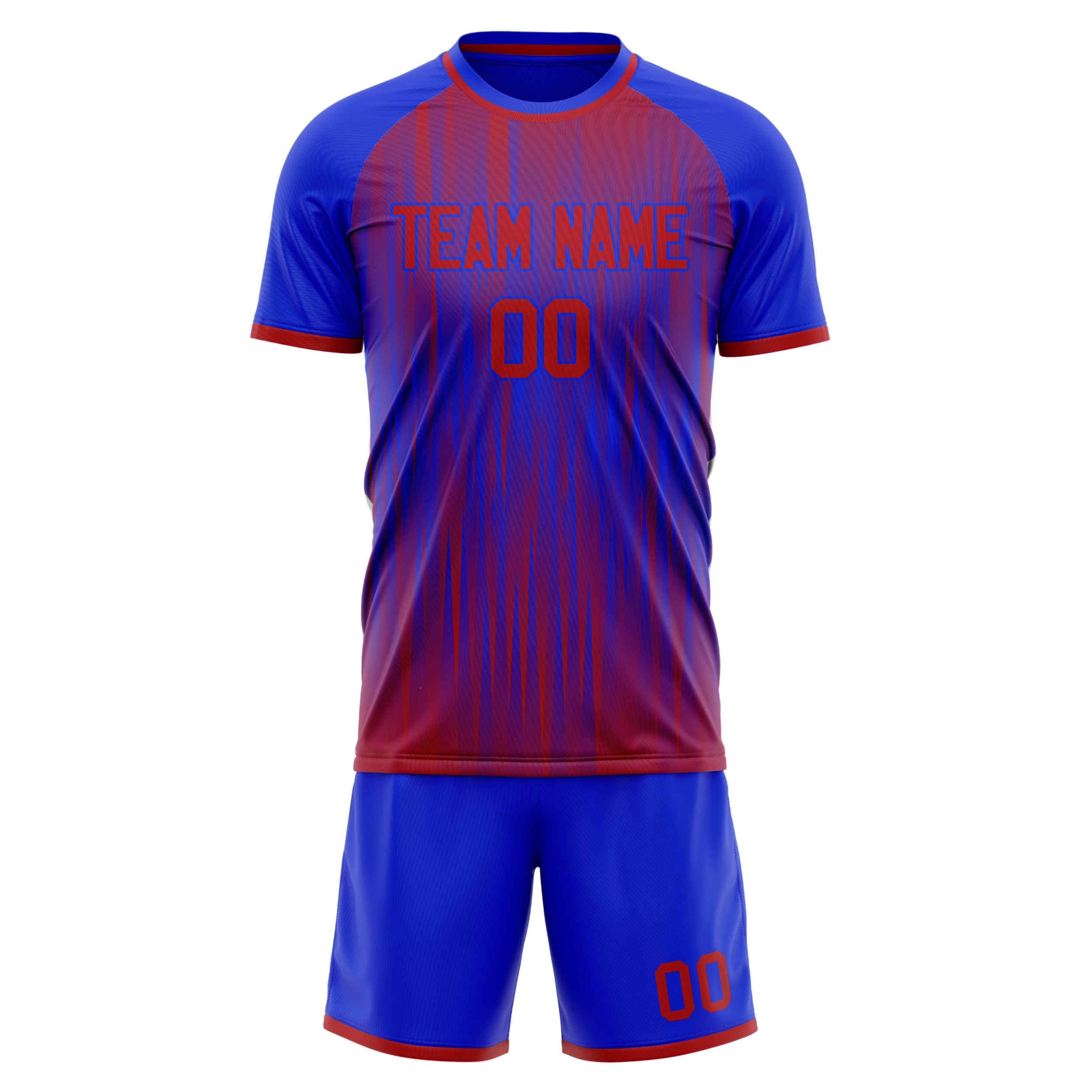 Custom Professional Blue Red Football Jersey Set