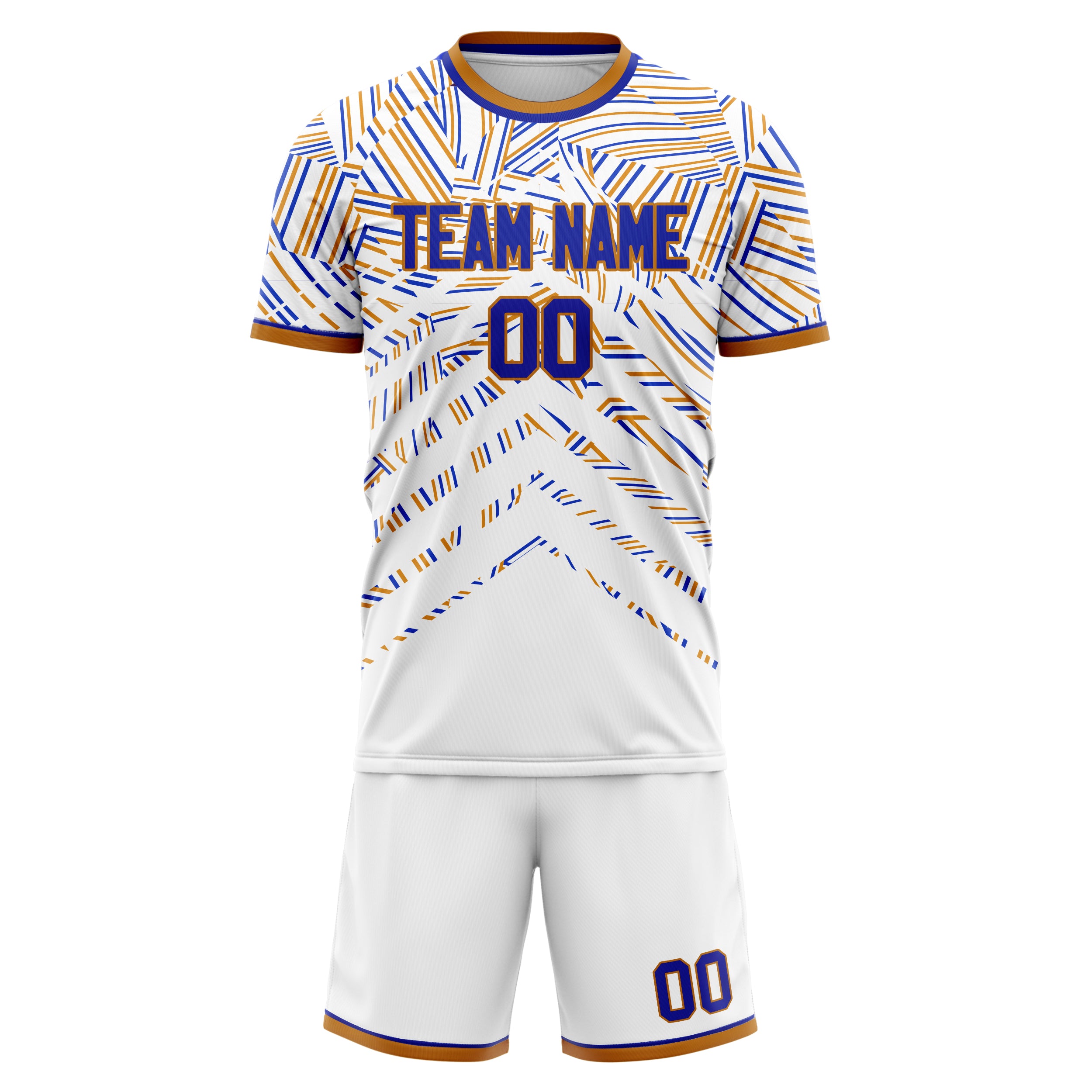 Custom Professional White Royal Blue Soccer Jersey Set