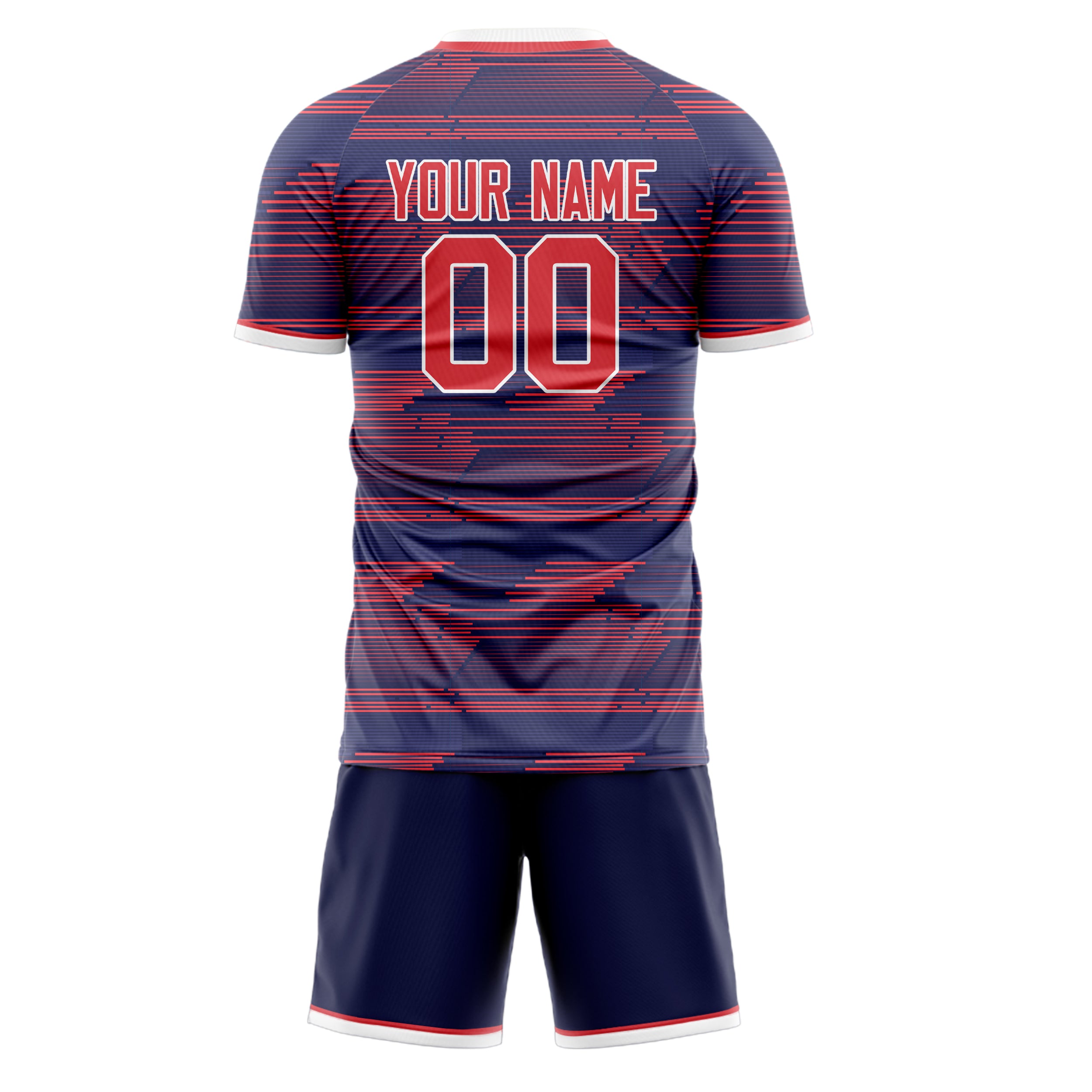 Custom Professional Navy Blue Red Soccer Jersey Set