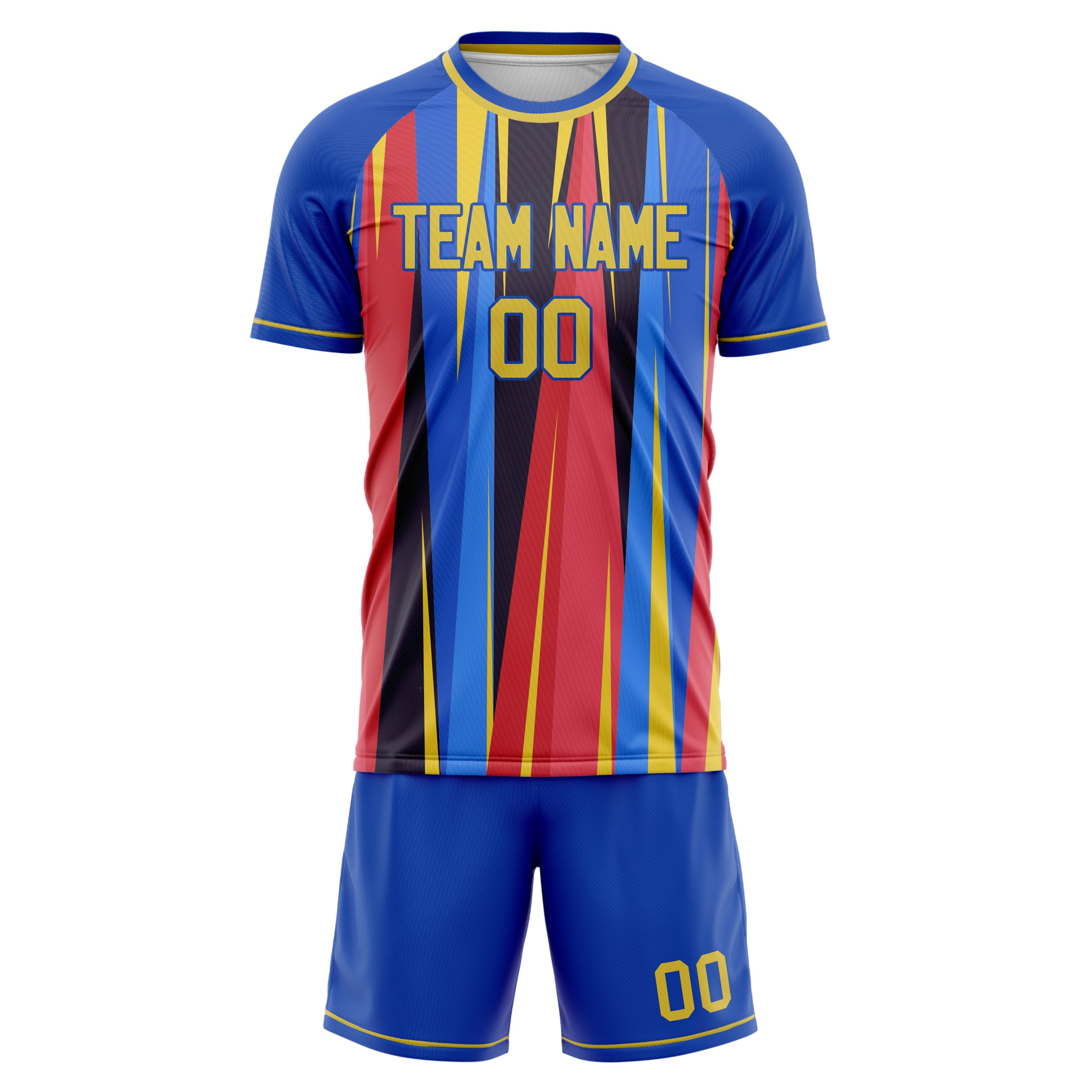 Custom Professional Royal Blue Gold Soccer Jersey Set
