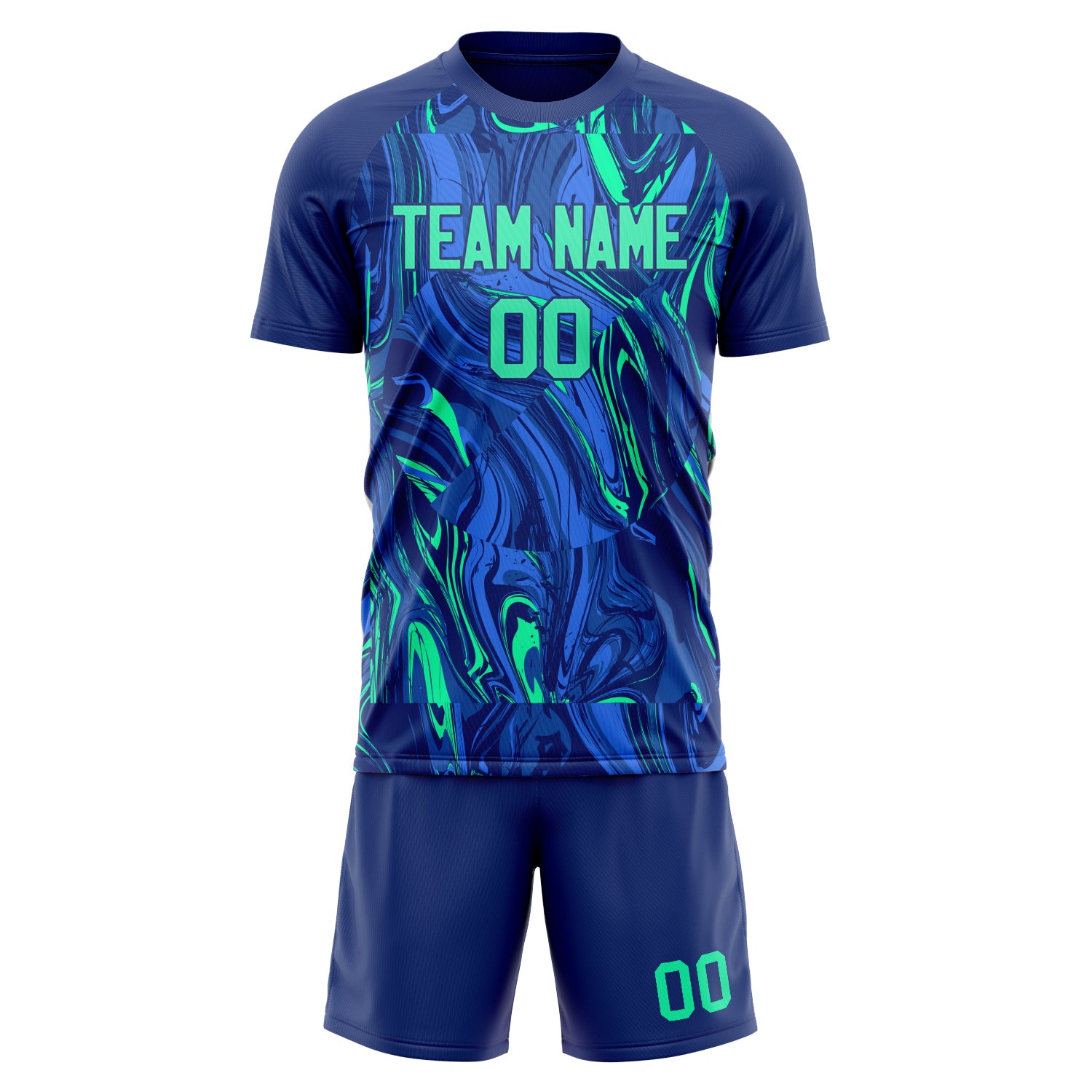 Custom Professional Navy Blue Teal Soccer Jersey Set