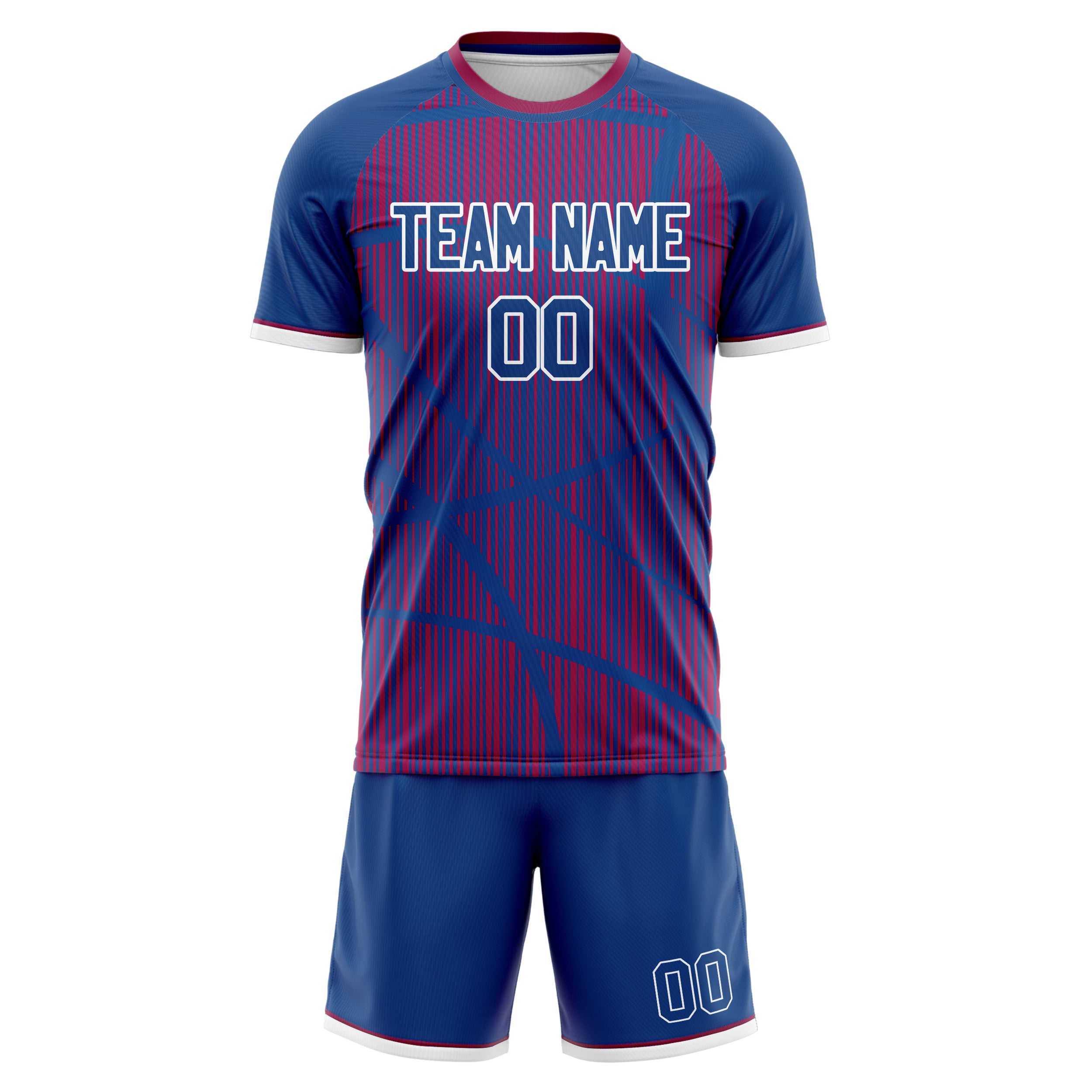 Custom Professional Navy Blue Red Soccer Jersey Set
