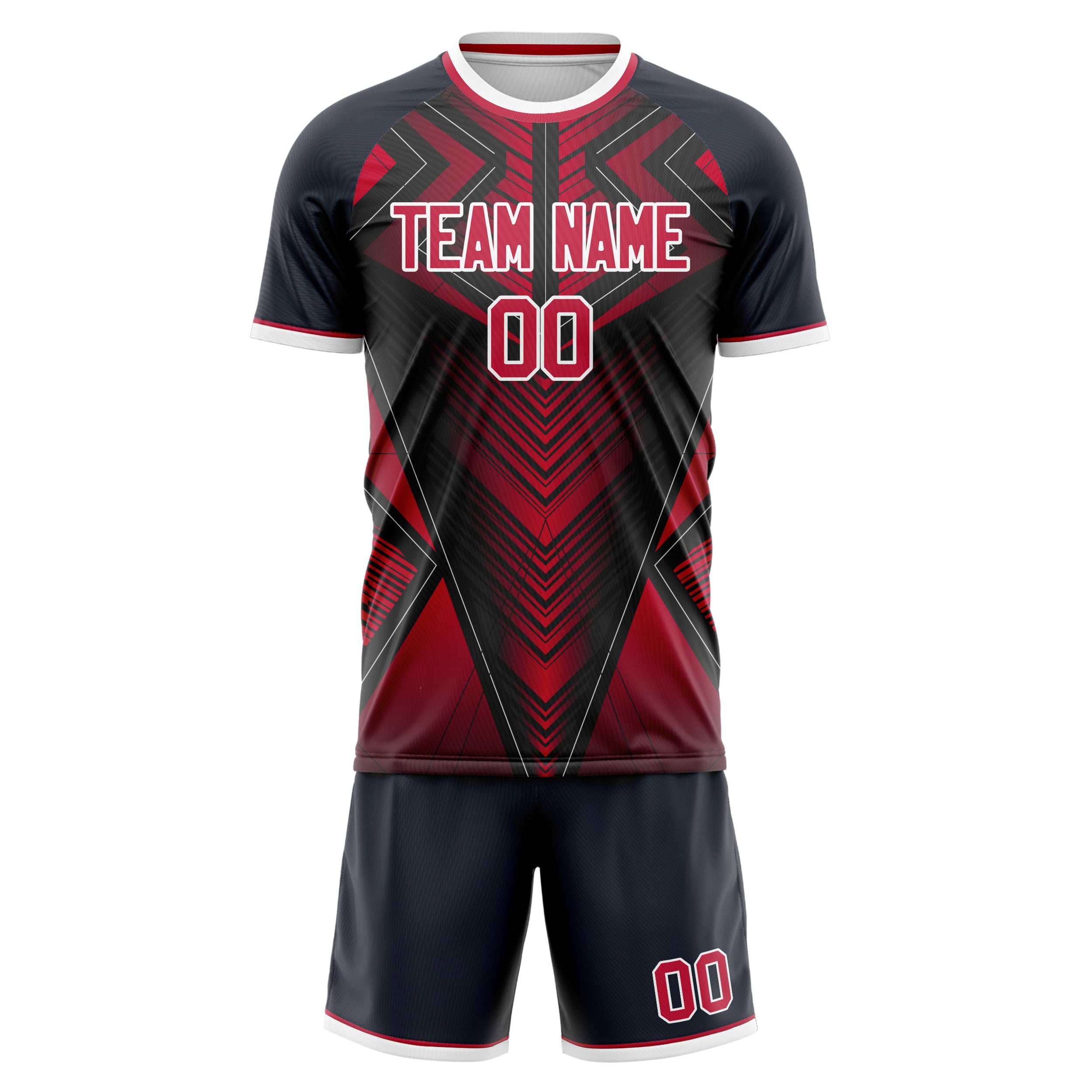 Custom Professional Black Red Football Jersey Set
