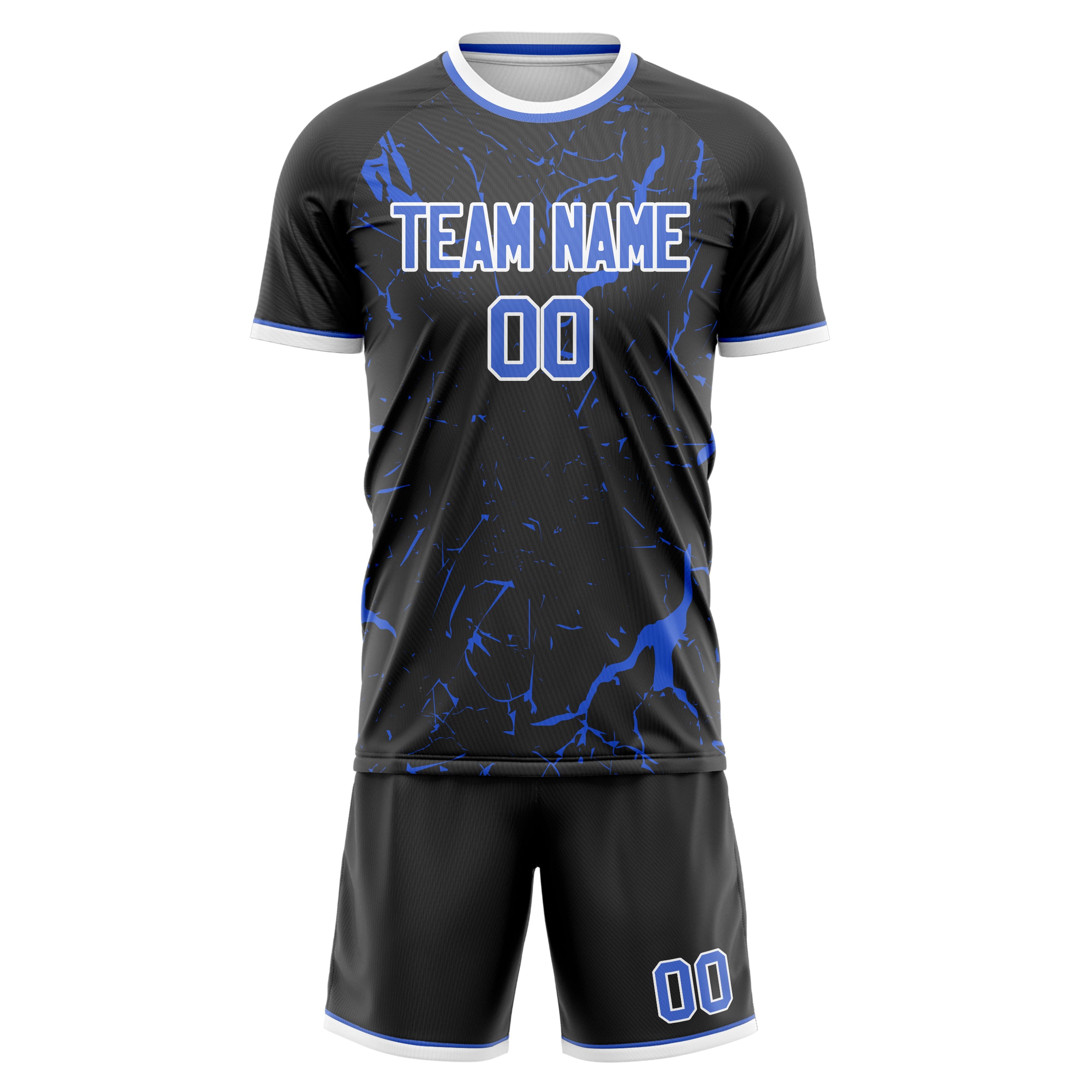 Custom Professional Black Blue Soccer Jersey Set