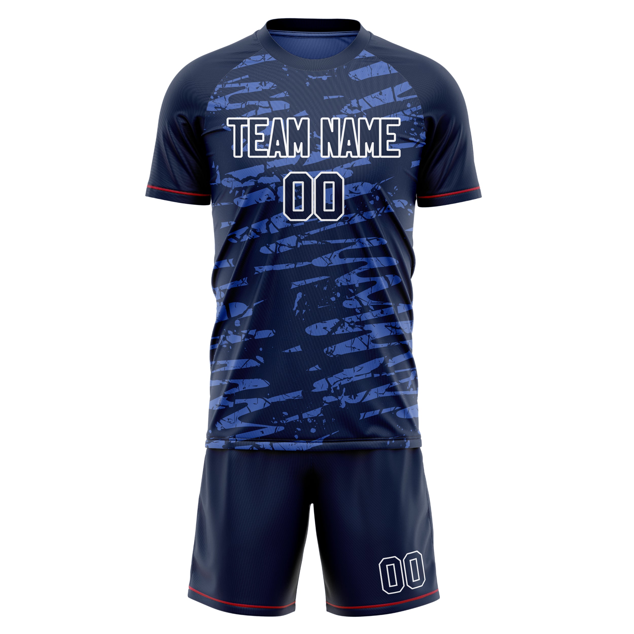 Custom Professional Navy Blue White Soccer Jersey Set