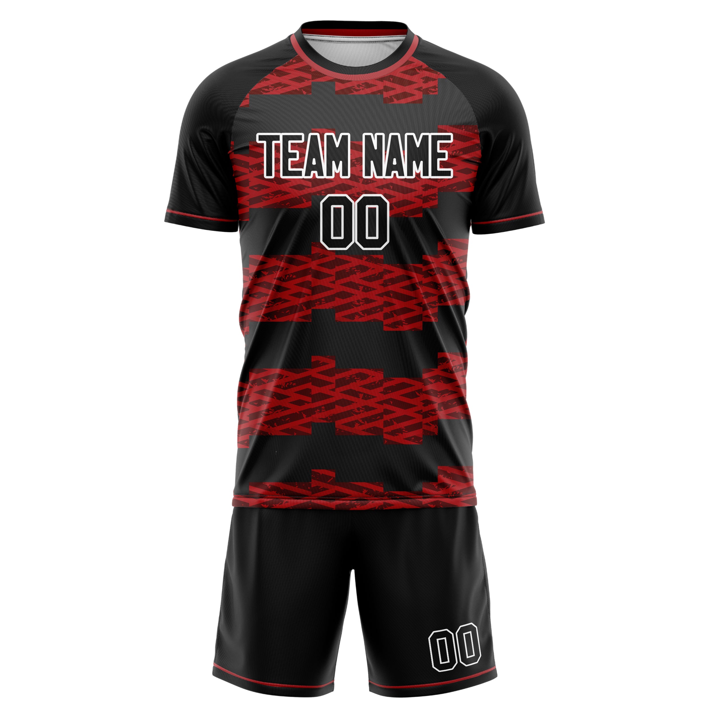 Custom Professional Black Red Football Jersey Set