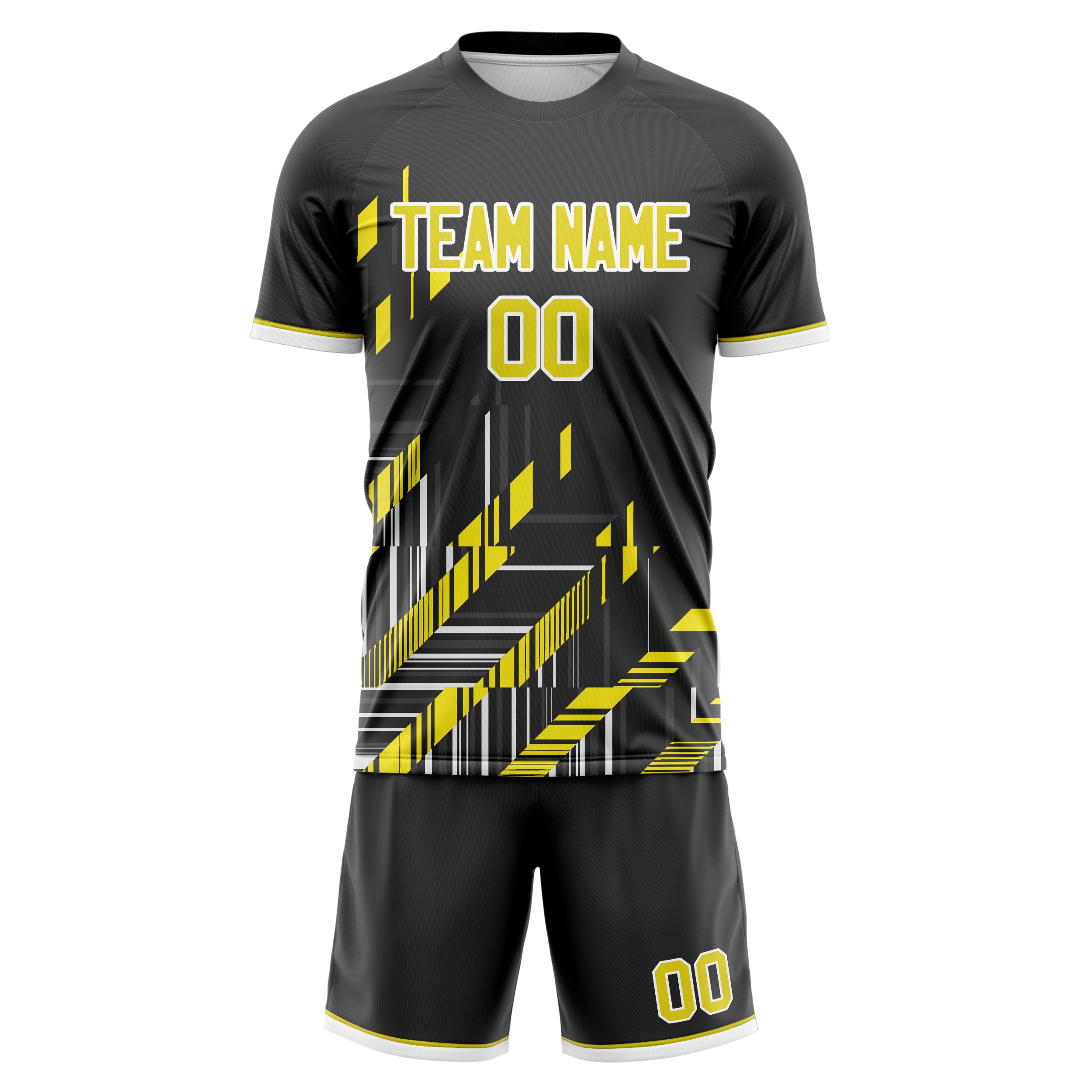 Custom Professional Black Yellow Soccer Jersey Set