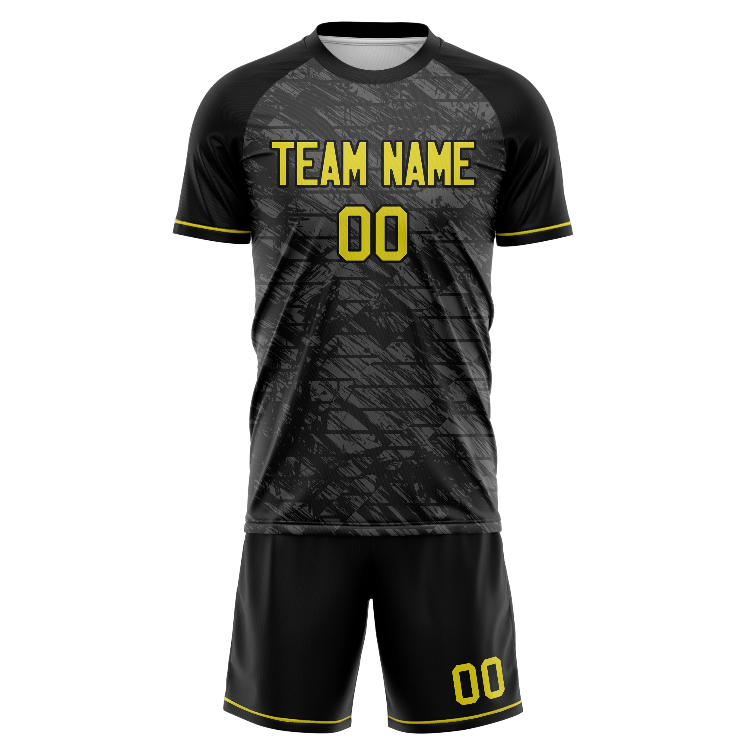 Custom Professional Black Gold Soccer Jersey Set