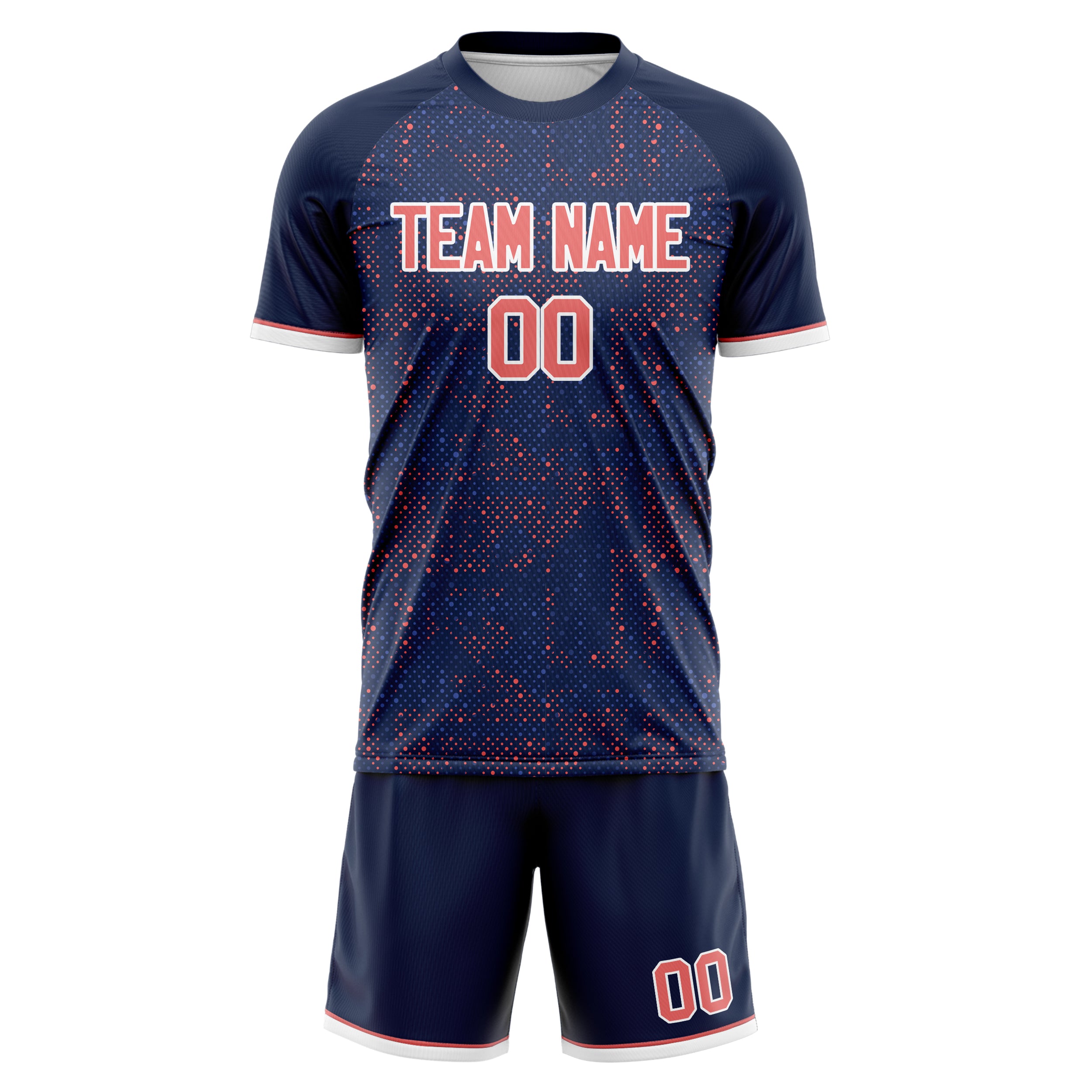 Custom Professional Navy Blue Pink Soccer Jersey Set