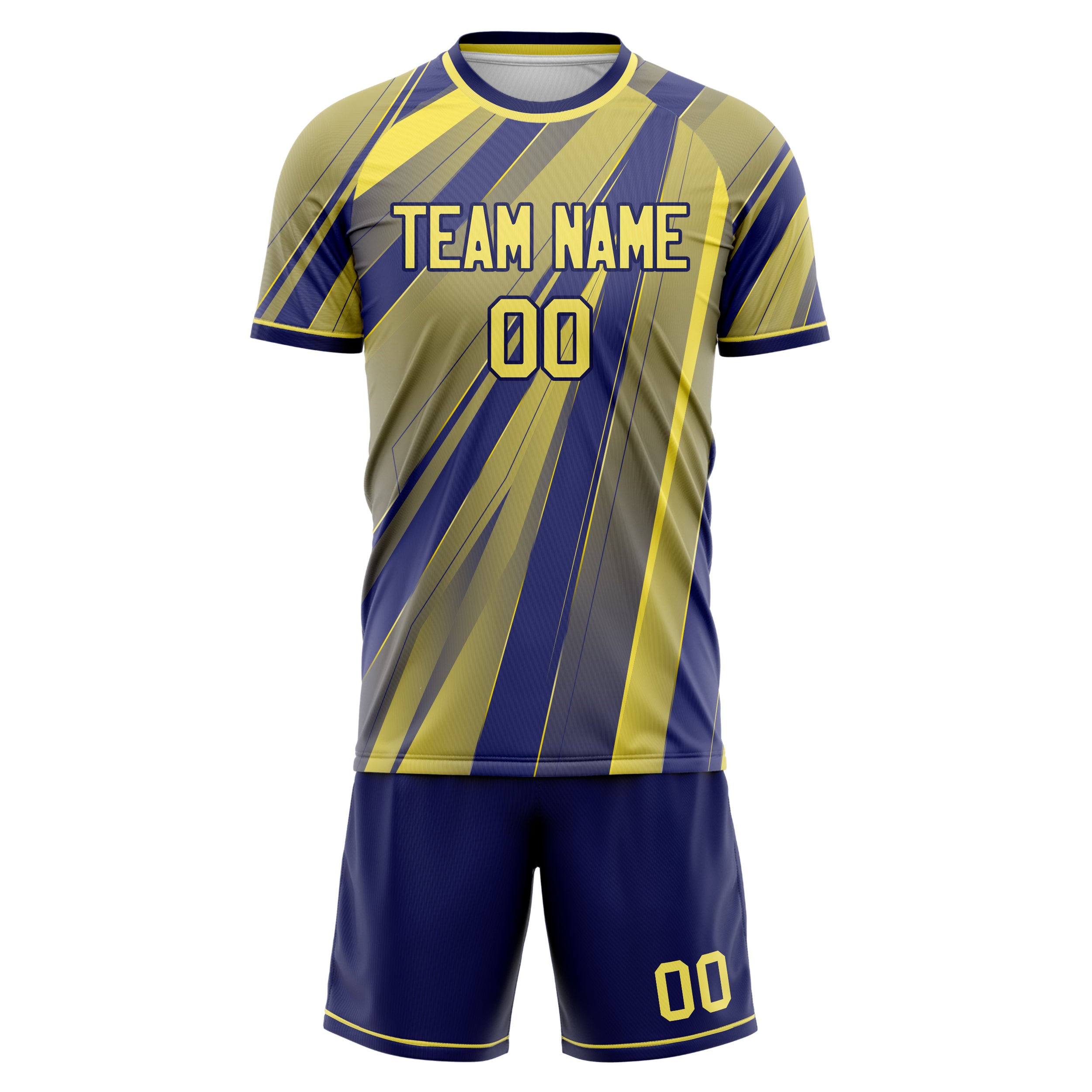 Custom Professional Yellow Royal Blue Soccer Jersey Set