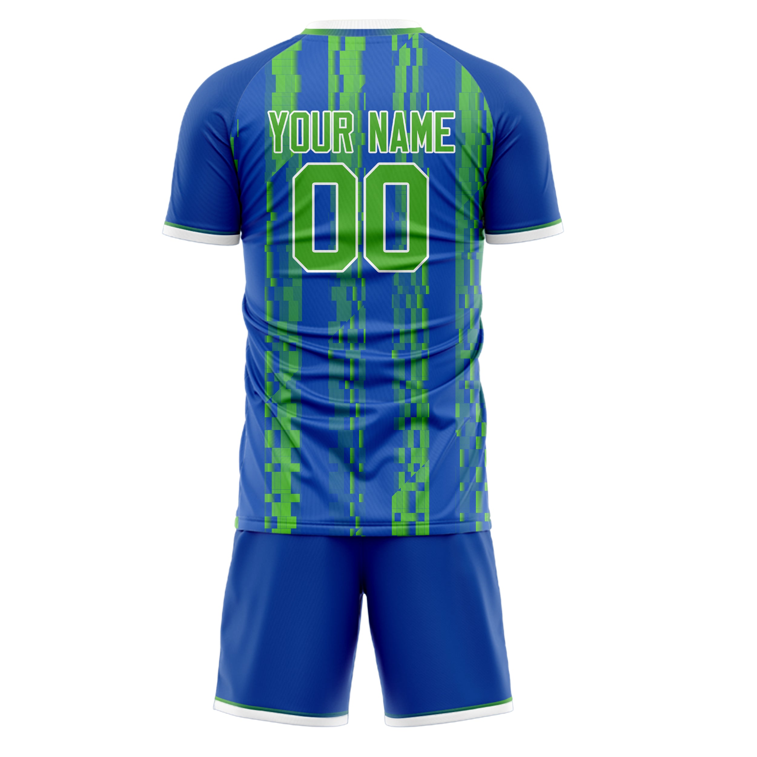 Custom Professional Royal Blue Neon Green Soccer Jersey Set