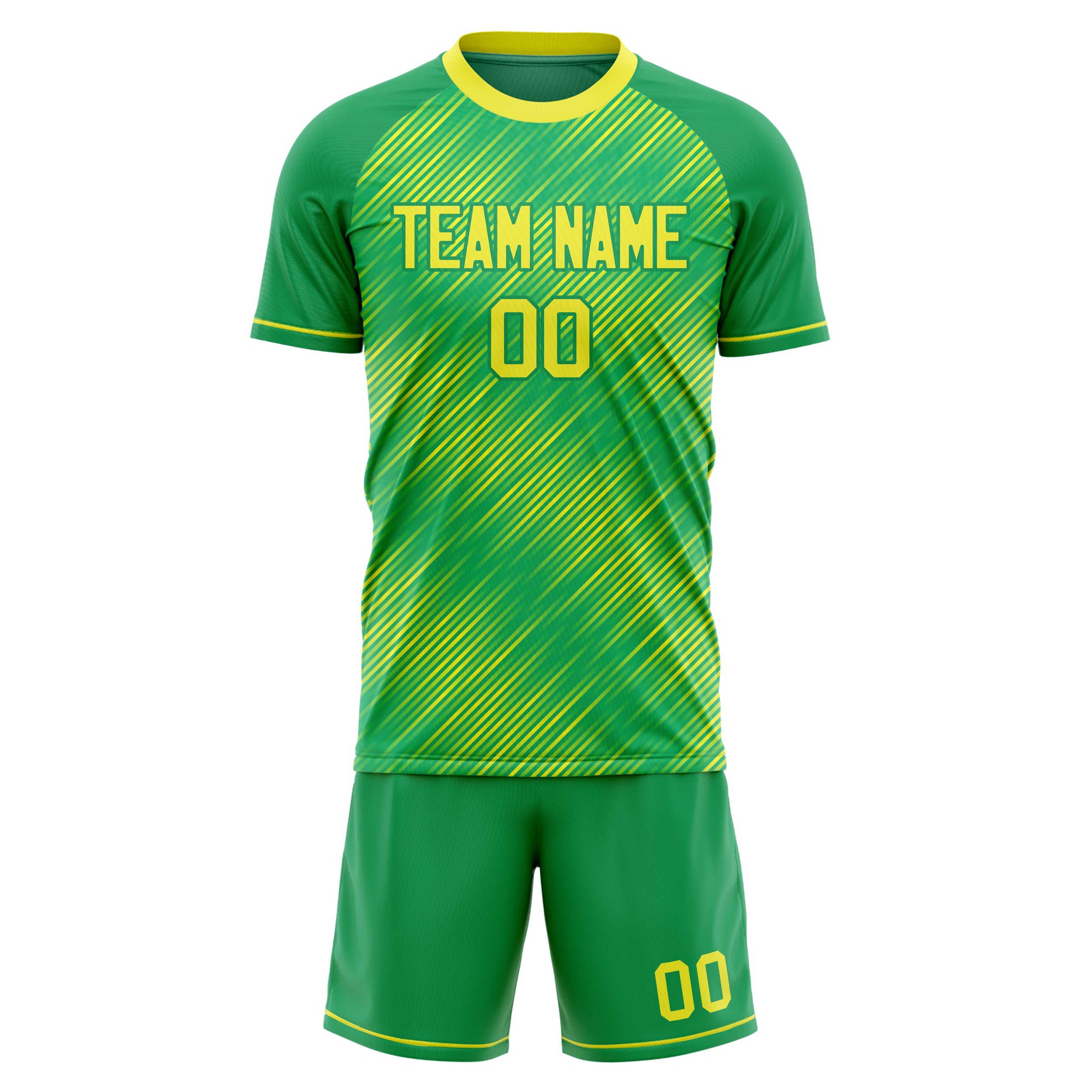 Custom Professional Green Yellow Soccer Jersey Set