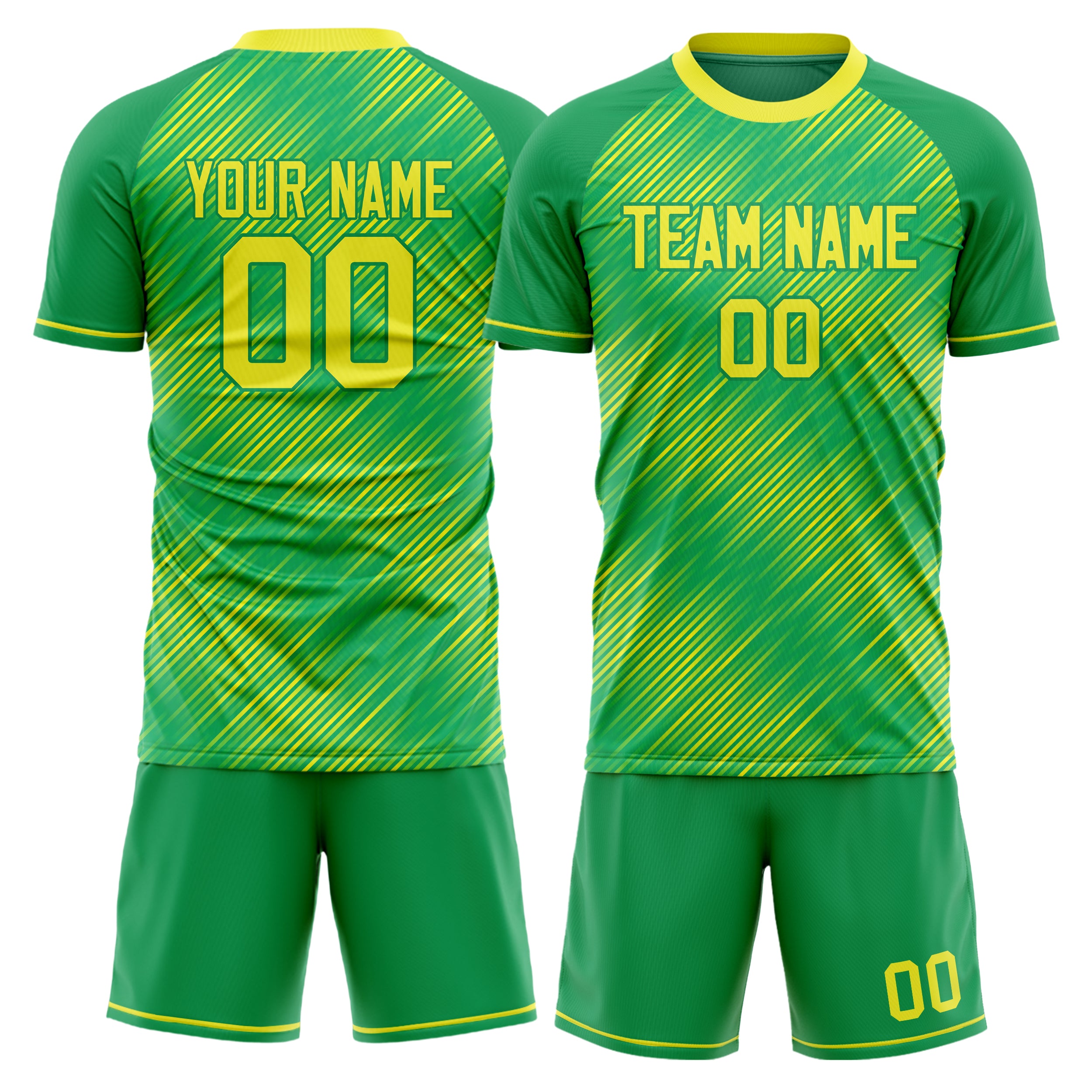 Maßgeschneidertes Professionelles Grün Gelb Fußballtrikot-Set FT03240719ZX434