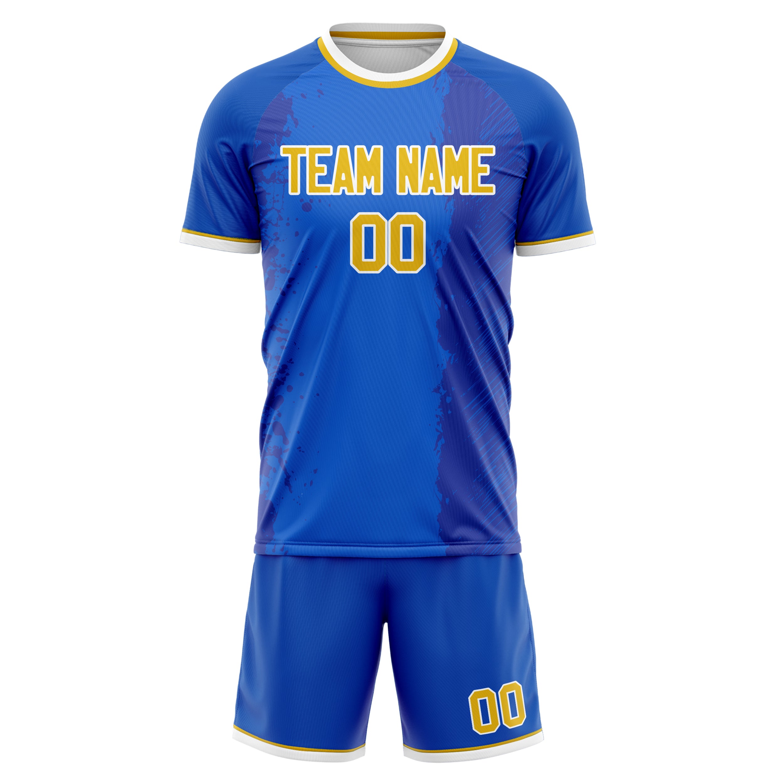 Custom Professional Blue Gold Soccer Jersey Set