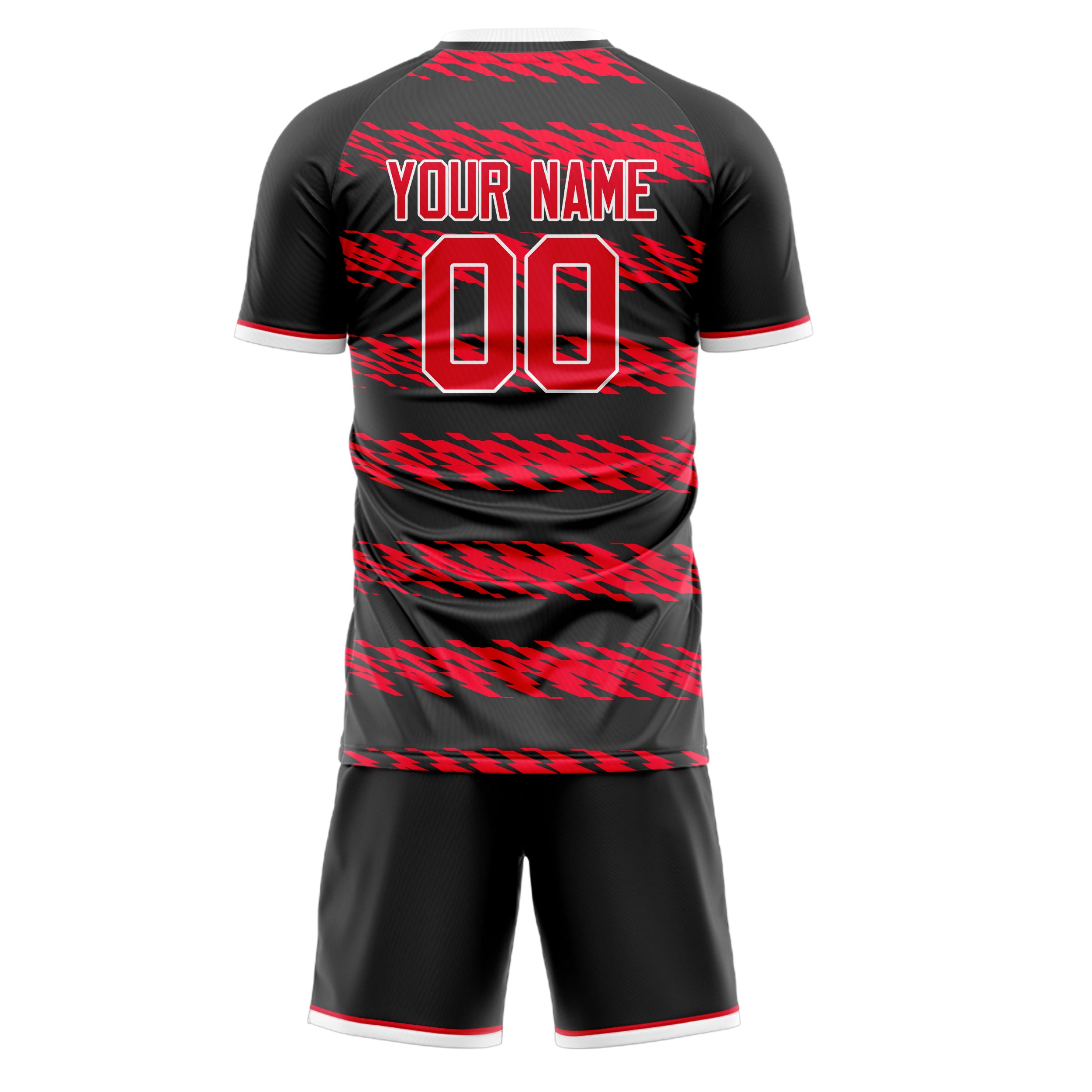 Custom Professional Black Red Football Jersey Set