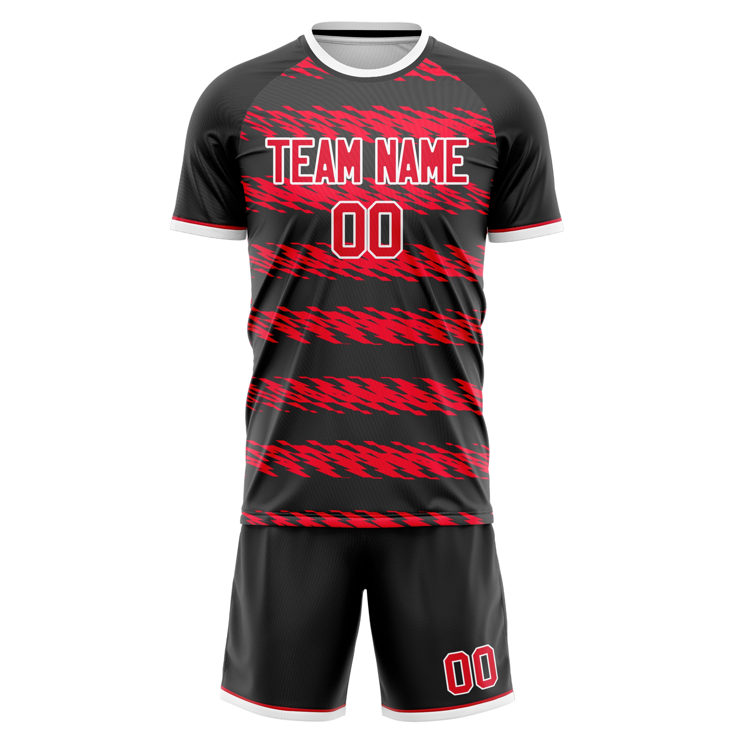 Custom Professional Black Red Football Jersey Set