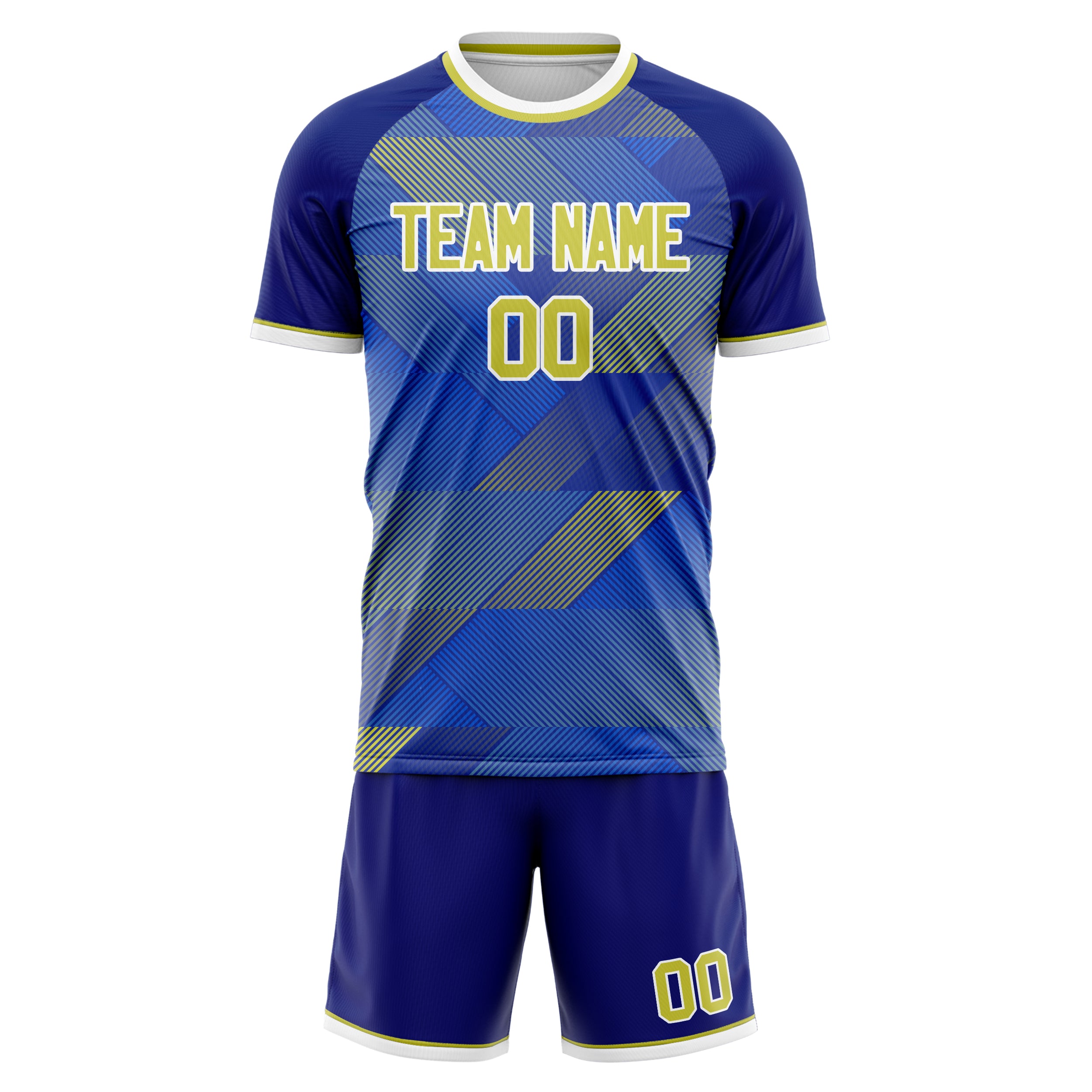 Custom Professional Royal Blue Yellow Soccer Jersey Set