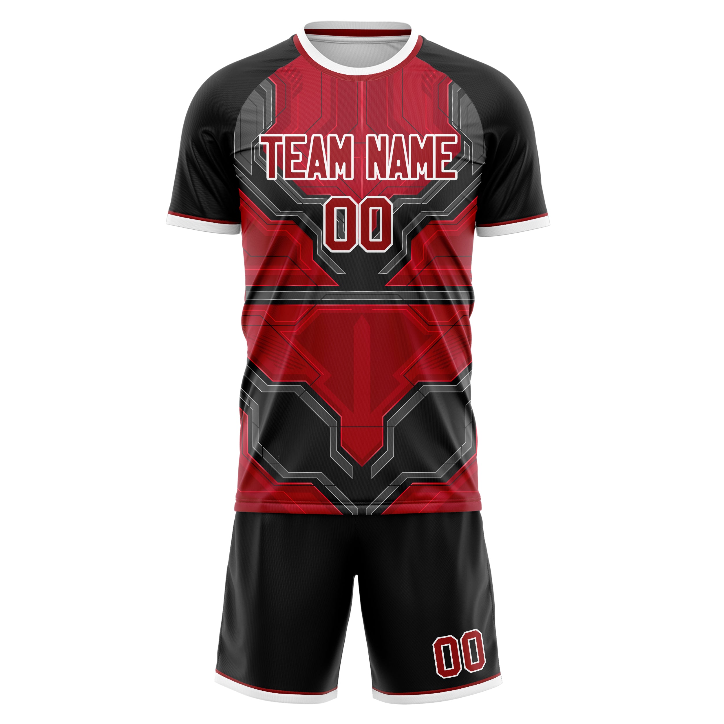 Custom Professional Red Black Football Jersey Set