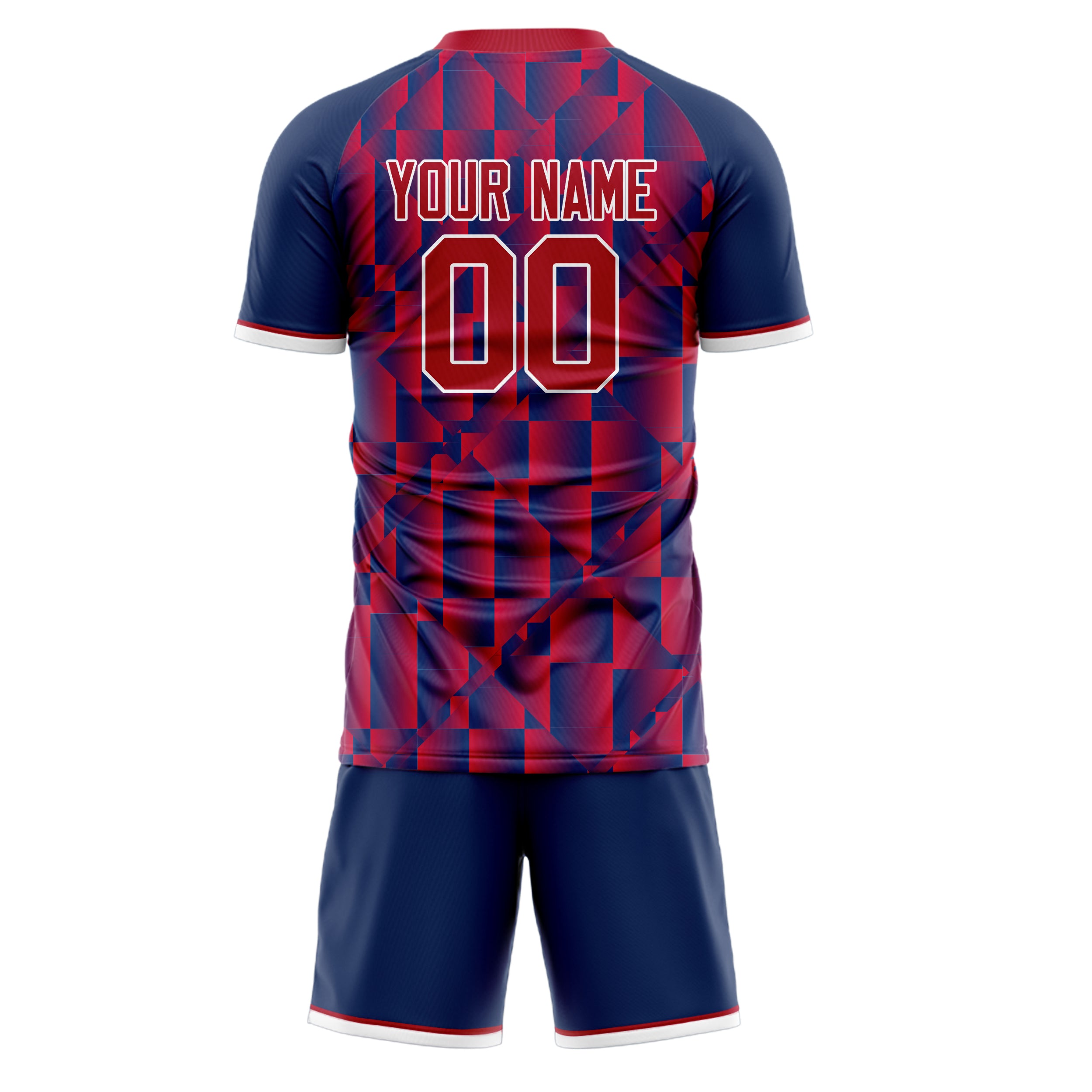 Custom Professional Red Navy Blue Soccer Jersey Set