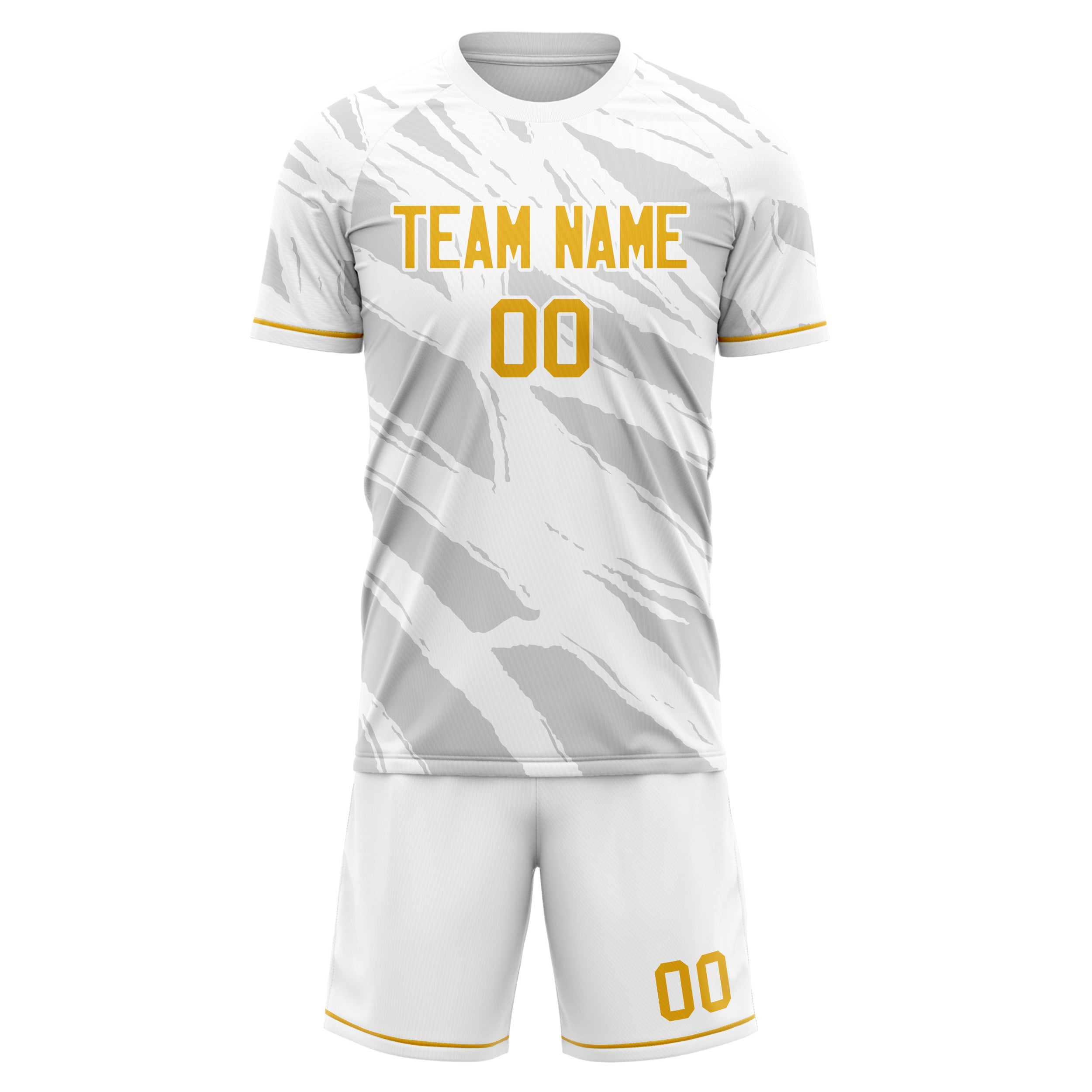 Custom Professional White Gold Soccer Jersey Set