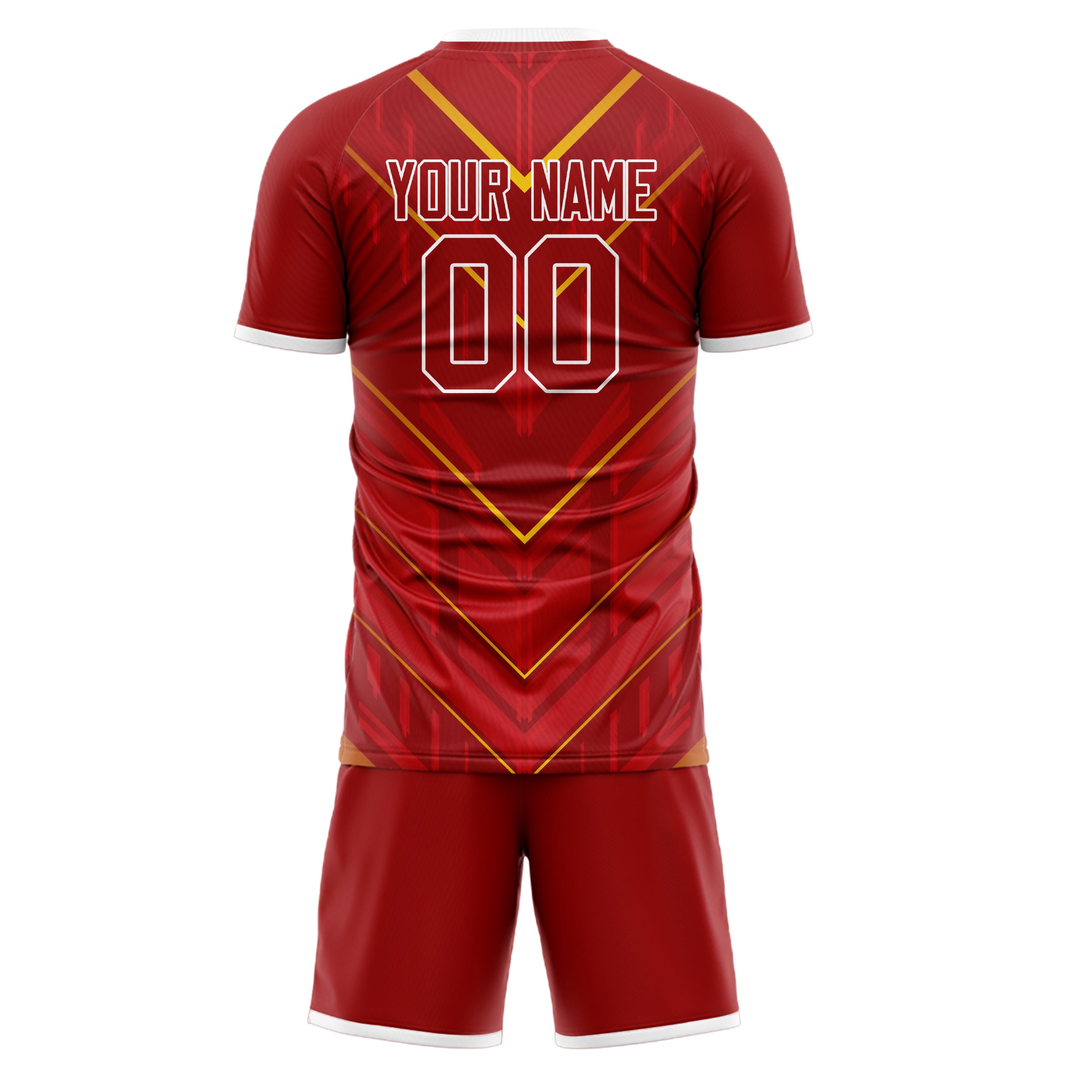 Custom Professional Red Gold Football Jersey Set