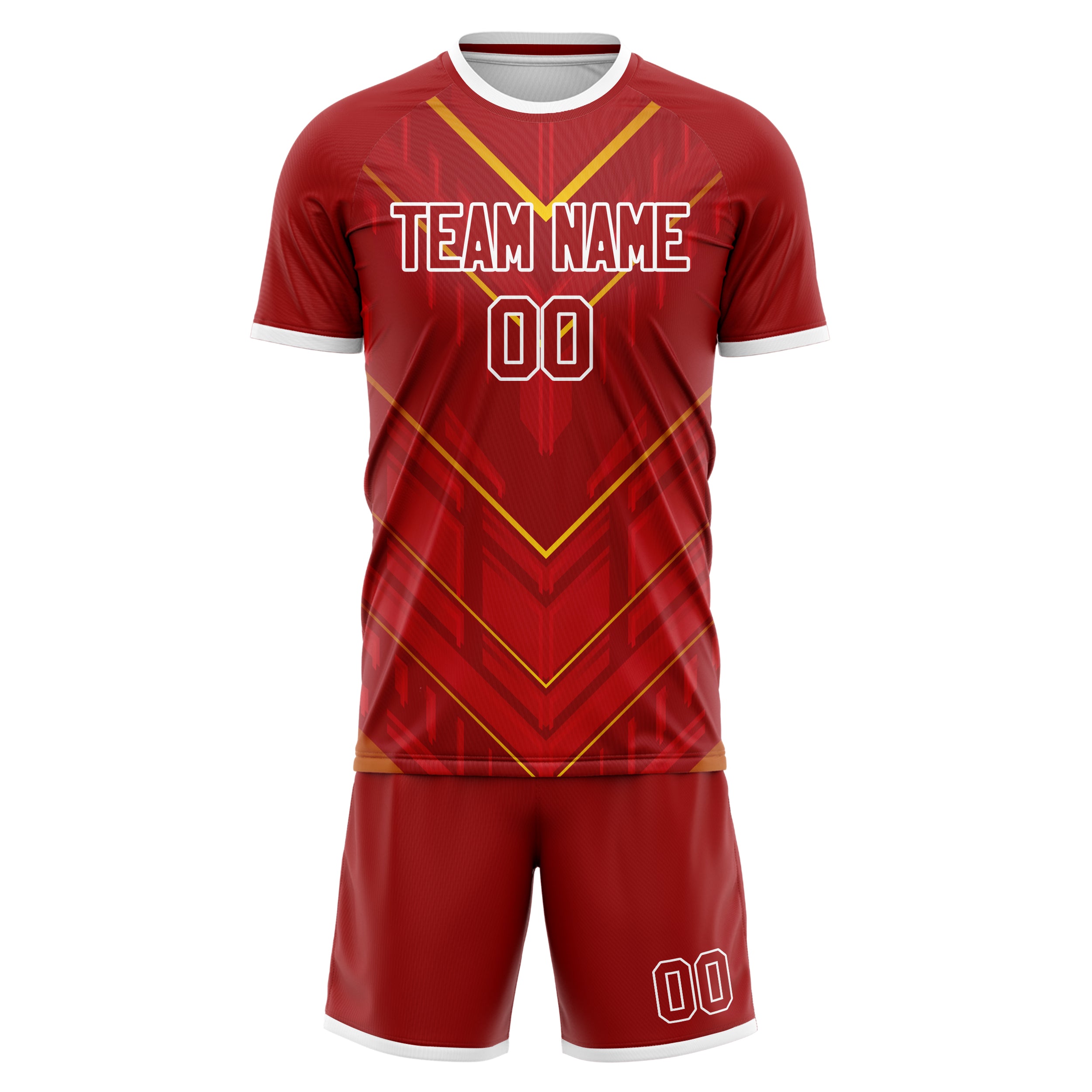 Custom Professional Red Gold Football Jersey Set