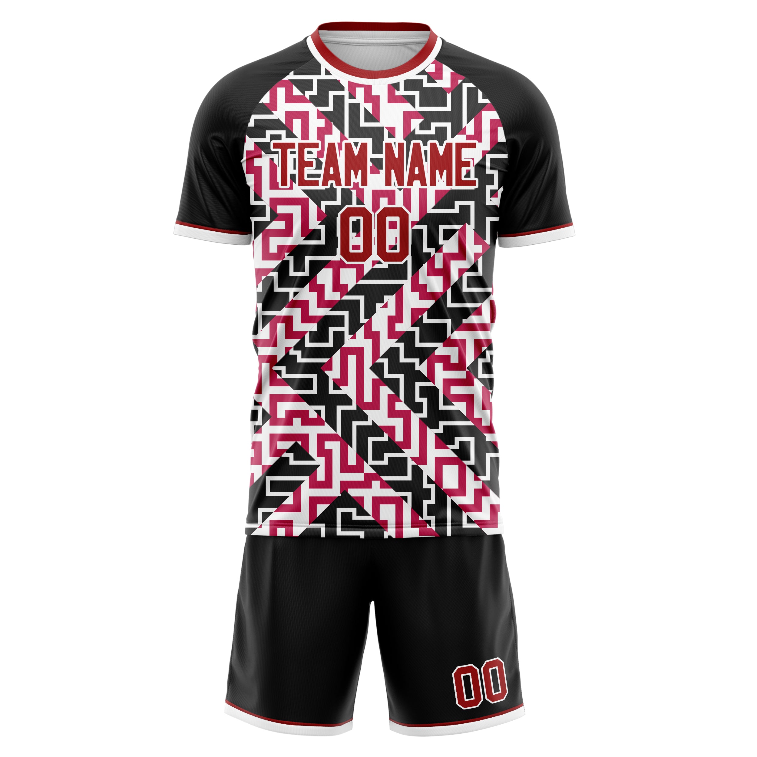 Custom Professional Red Black Football Jersey Set