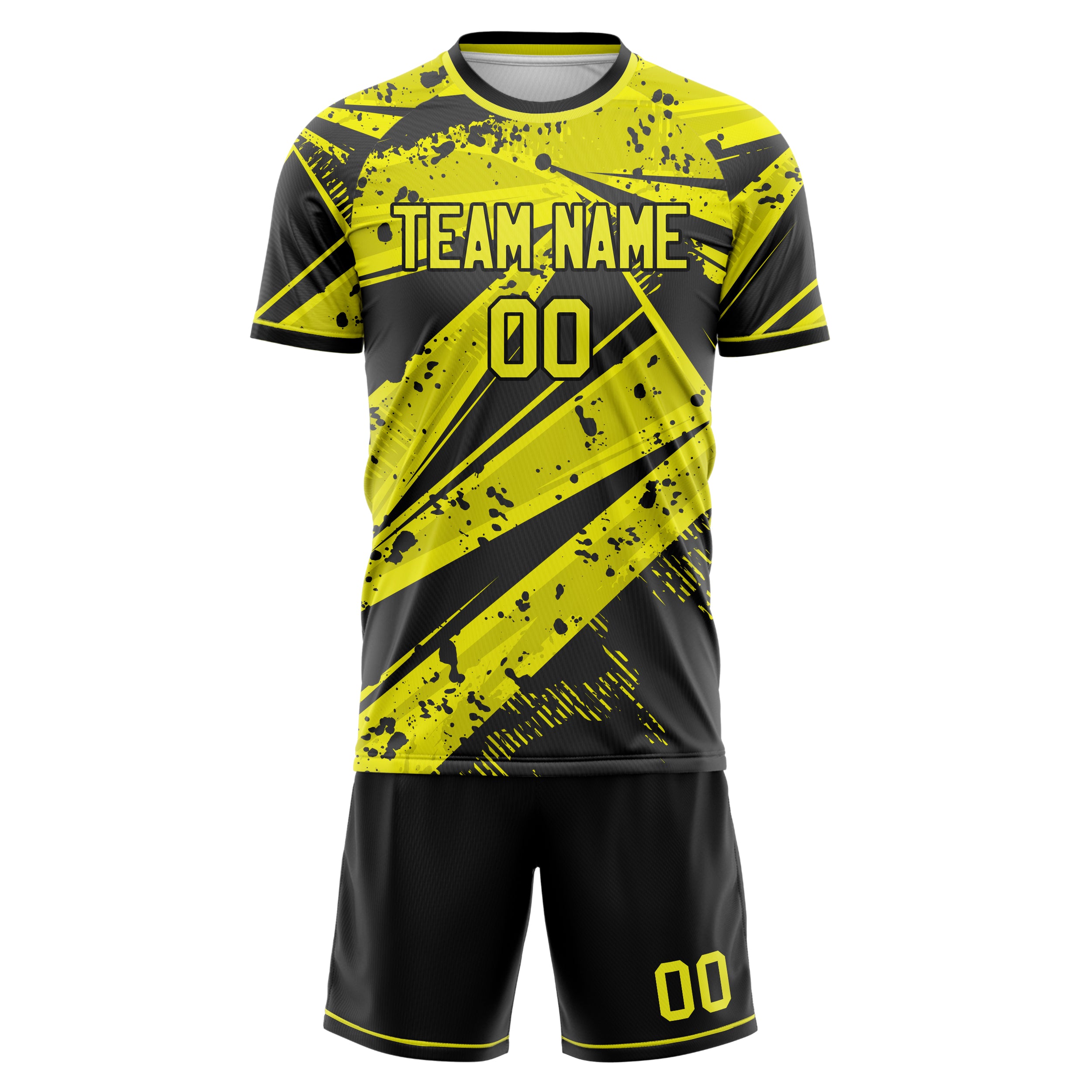 Custom Professional Yellow Black Football Jersey Set