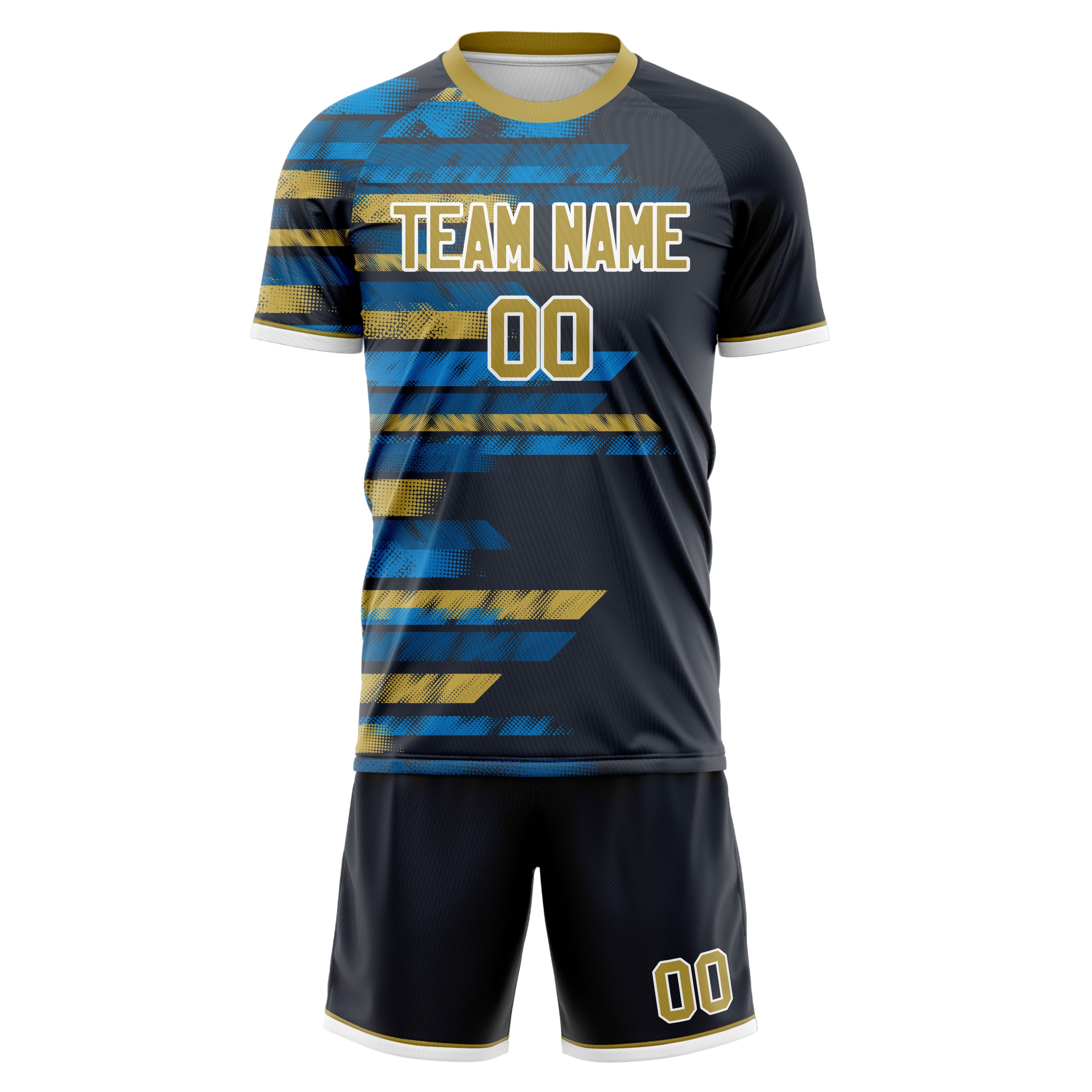 Custom Professional Black Old Gold Football Jersey Set