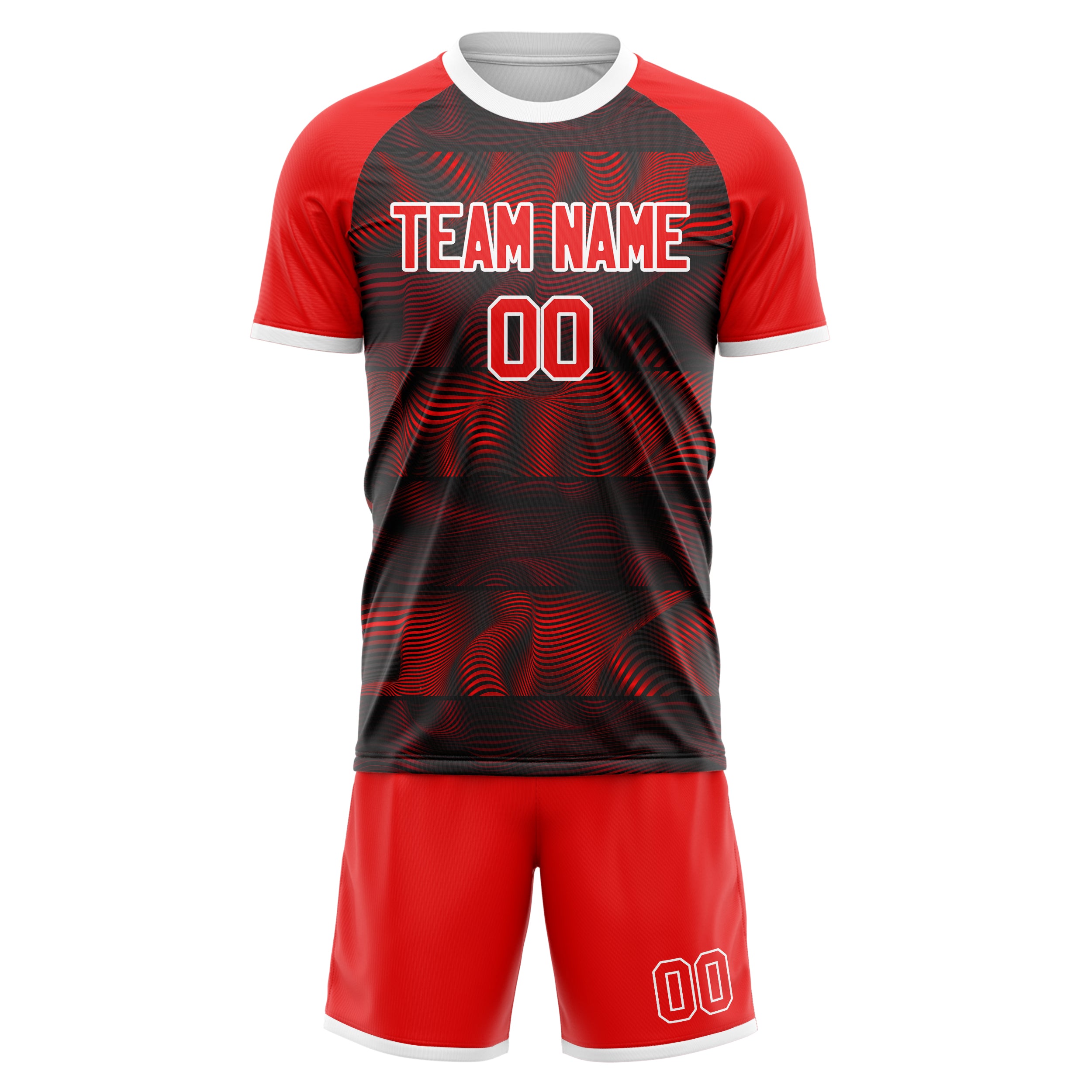 Custom Professional Red Black Football Jersey Set