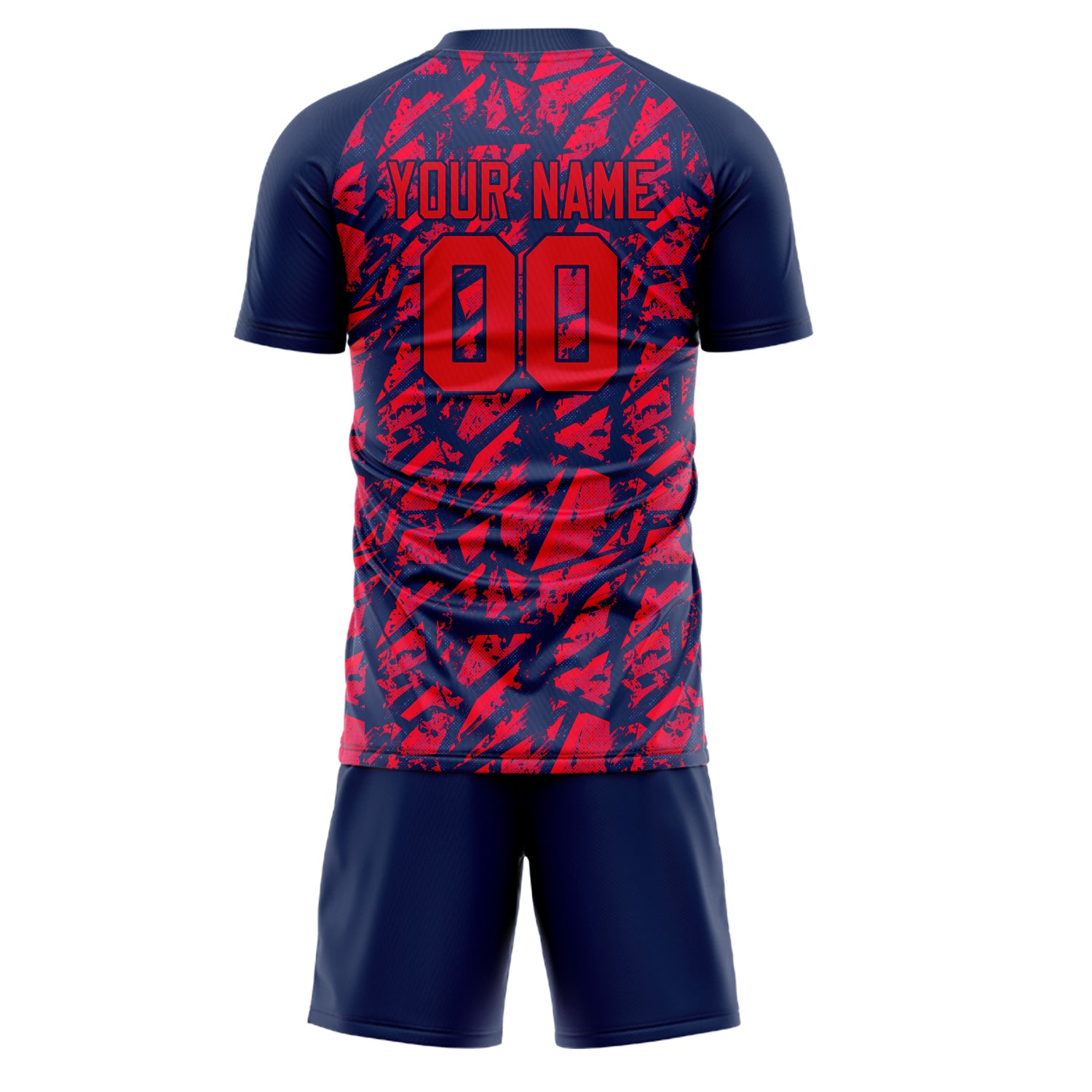 Custom Professional Red Navy Blue Soccer Jersey Set