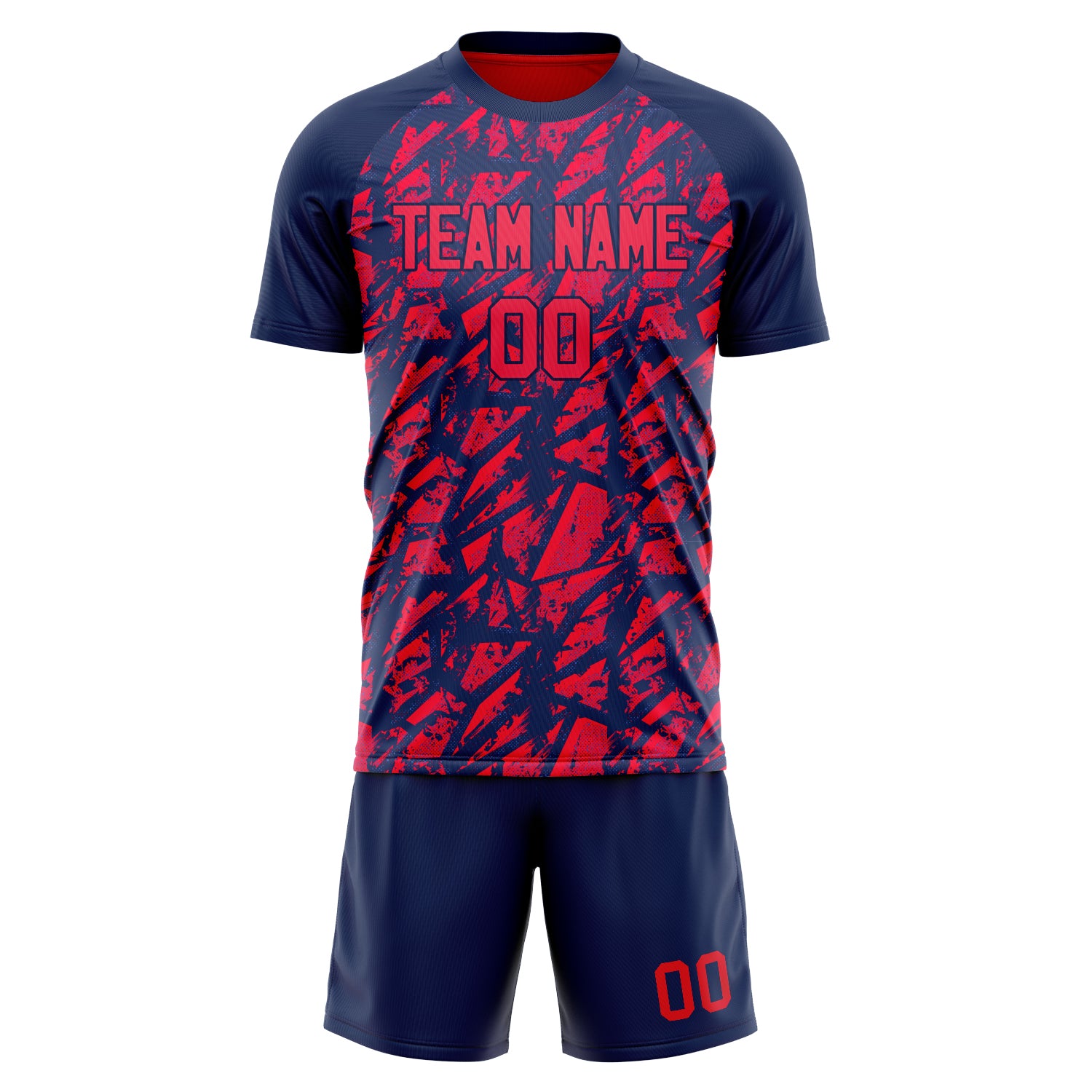 Custom Professional Red Navy Blue Soccer Jersey Set