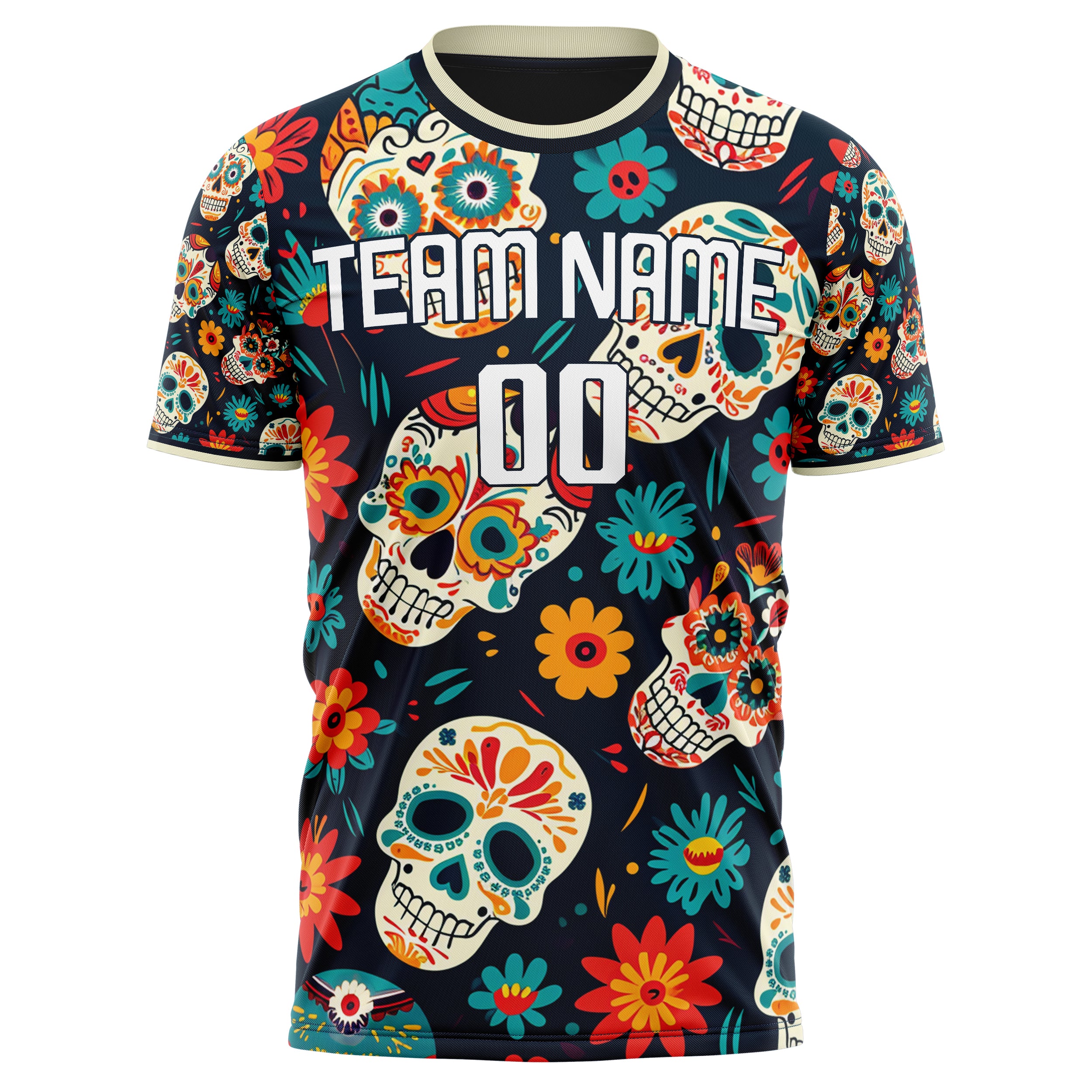 Custom Professional Cream Skull Soccer Jersey