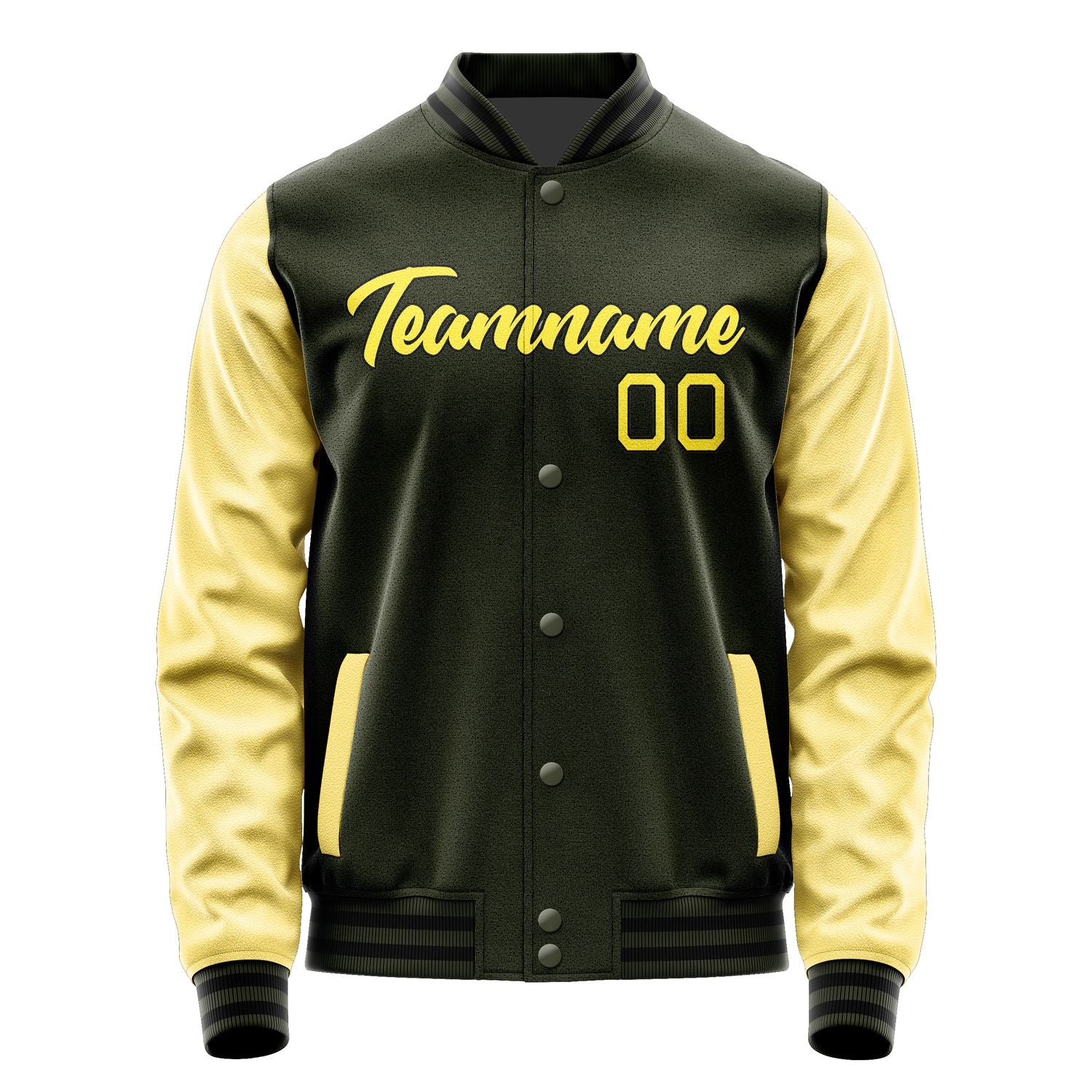 Maßgeschneidertes Dunkles Oliv Blassgelb Jacke JA0202260217B21726