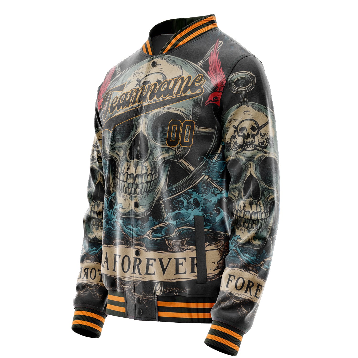 Maßgeschneidertes Schwarz Schädel Jacke