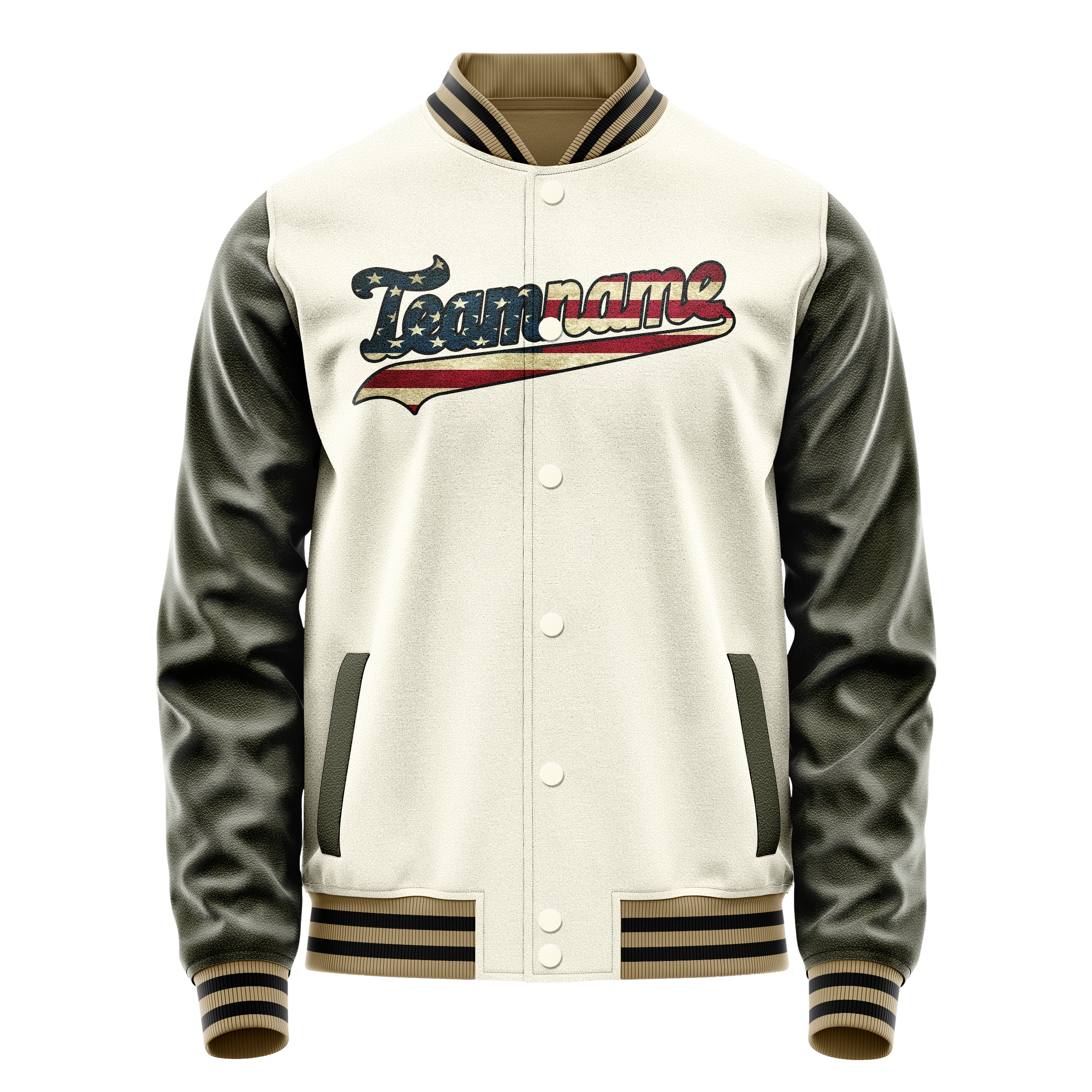 Maßgeschneidertes Creme Vintage Usa Flagge Jacke