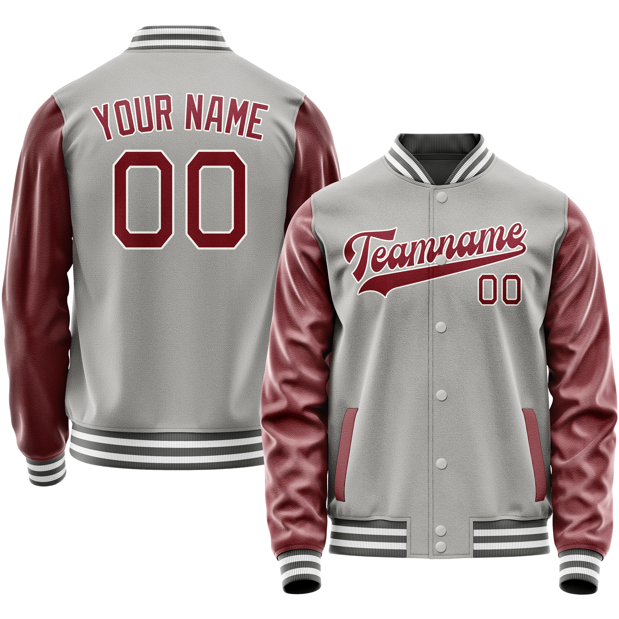 Maßgeschneidertes Grau Karmesinrot Jacke JA02240617YH159