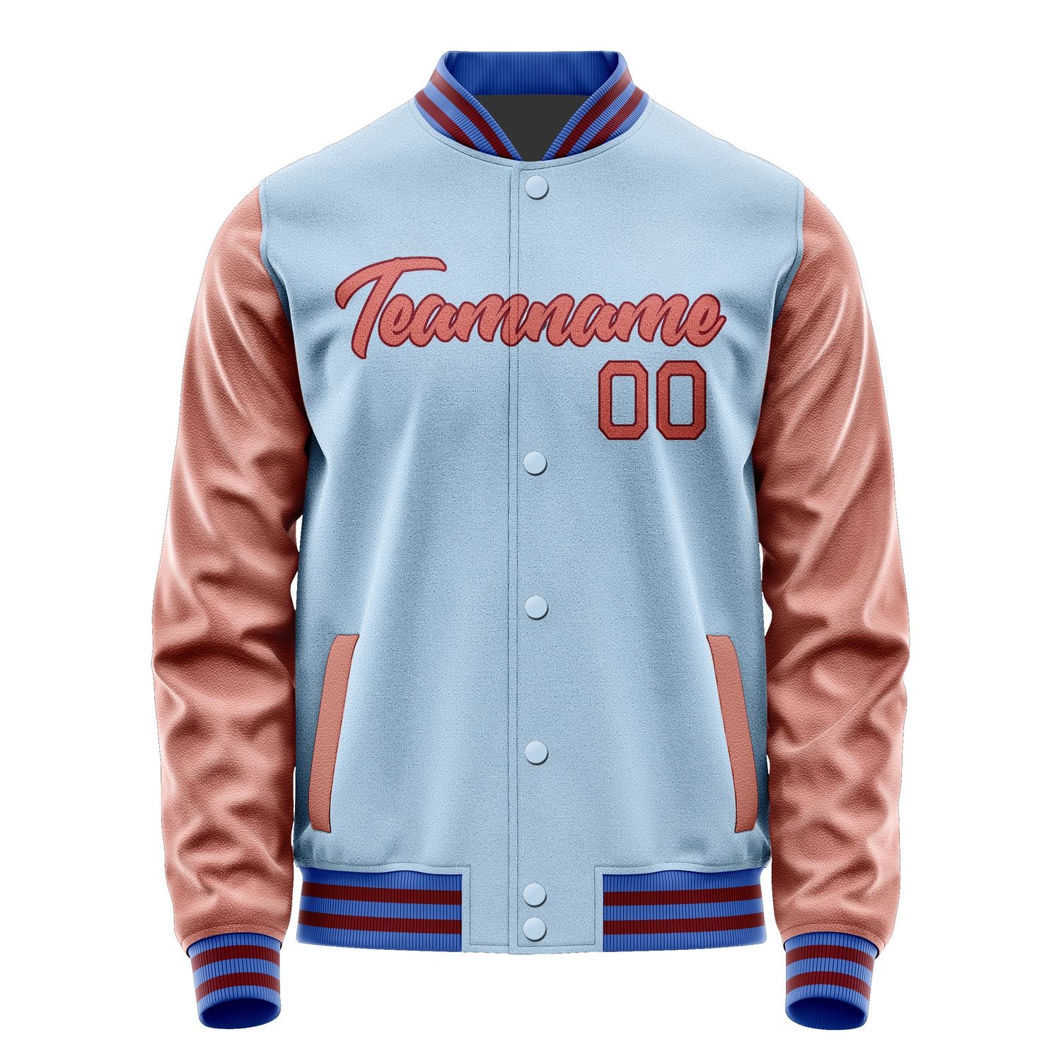 Maßgeschneidertes Hellblau Kupferrose Jacke JA0808290915B21529