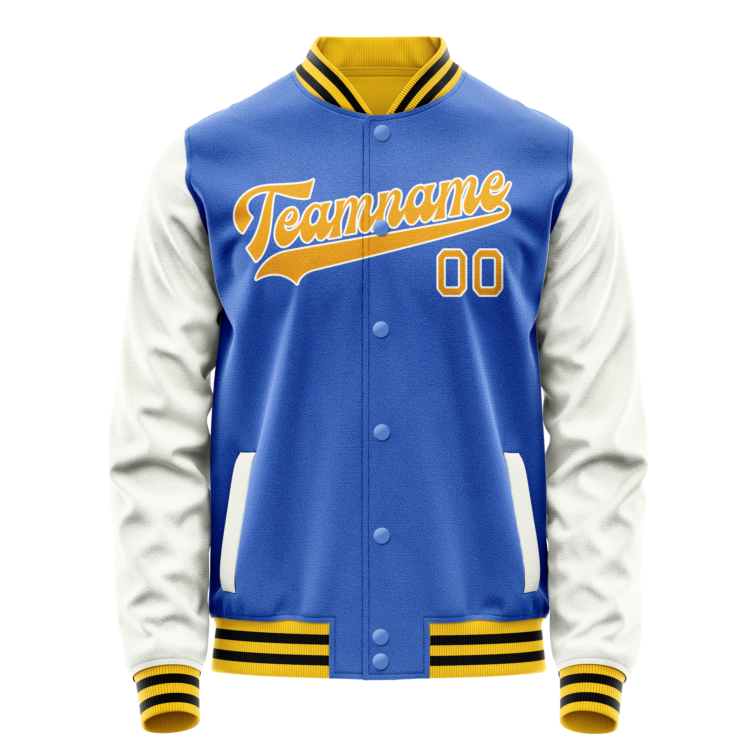 Maßgeschneidertes Elektrisch Blau Weiß Jacke