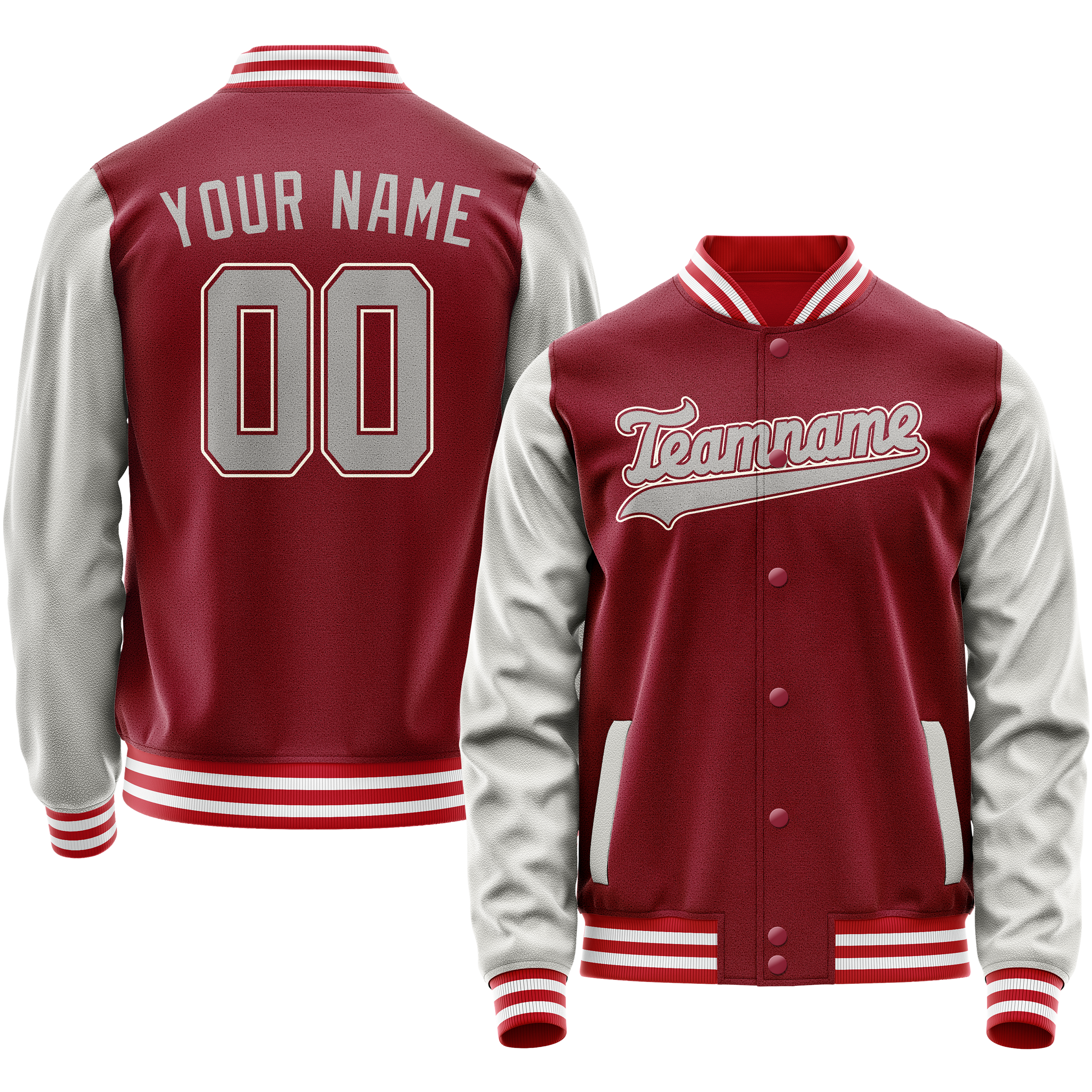 Maßgeschneidertes Karmesinrot Grau Jacke JA02240617KZ518