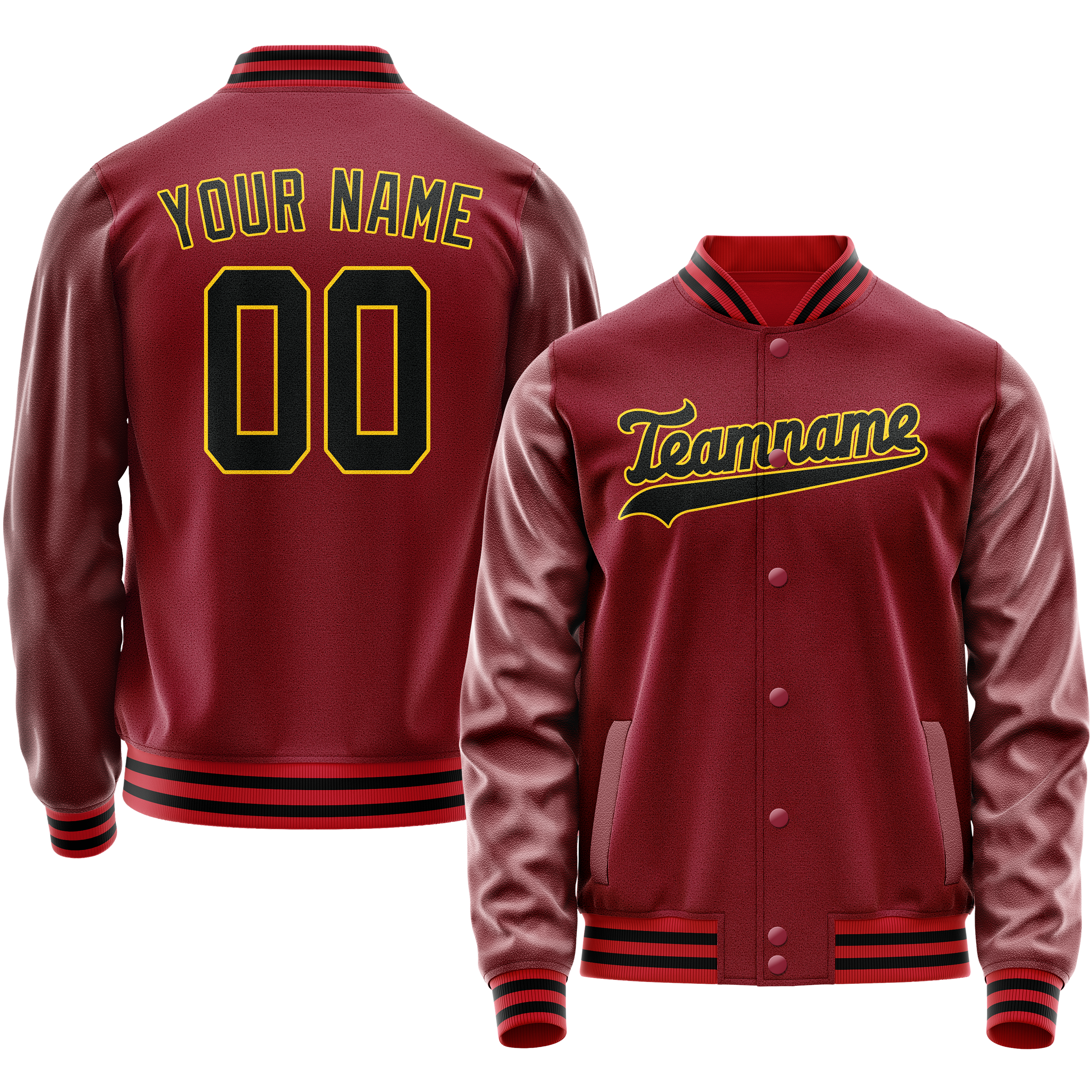 Maßgeschneidertes Karmesinrot Schwarz Jacke JA02240617KZ530