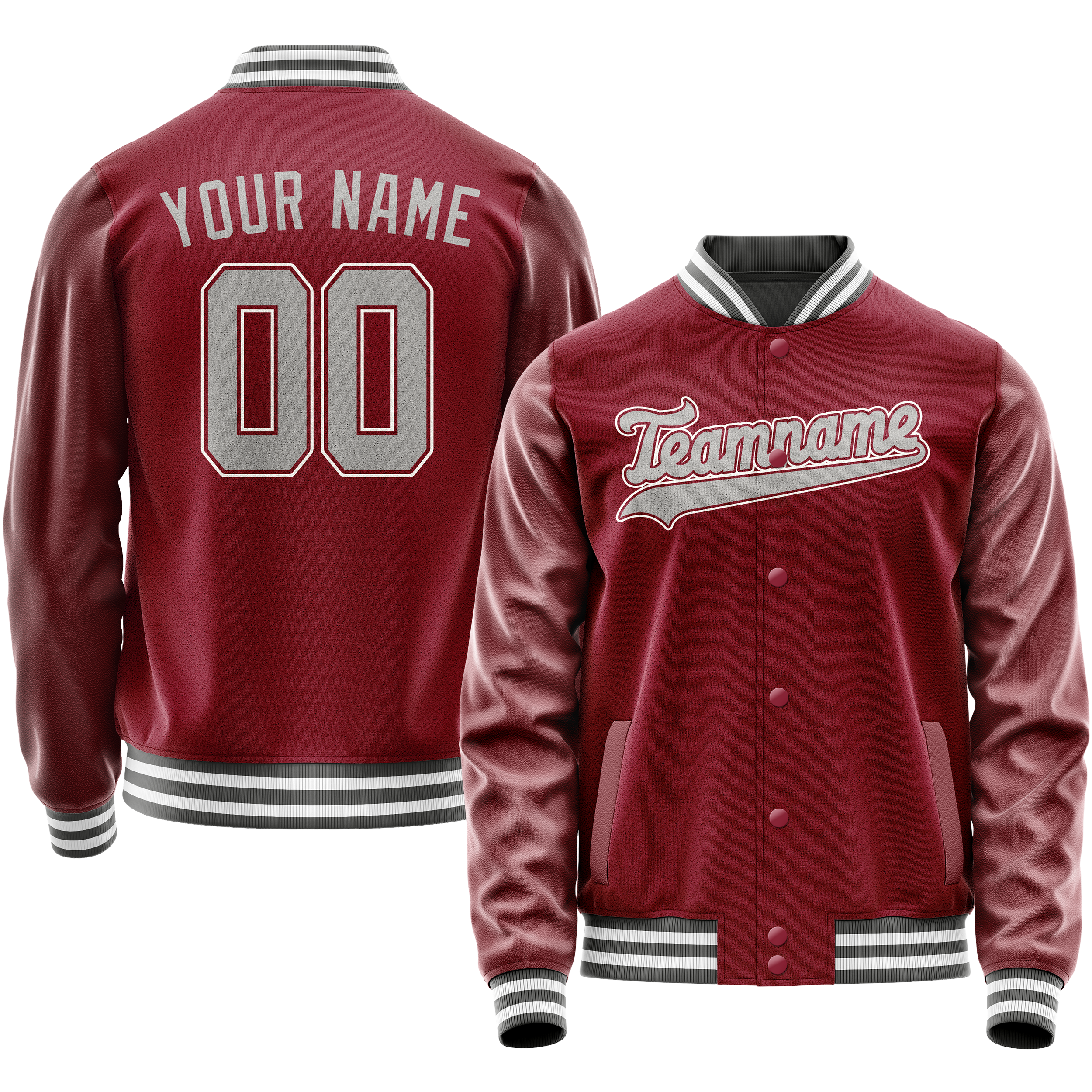 Maßgeschneidertes Karmesinrot Grau Jacke JA02240617KZ529