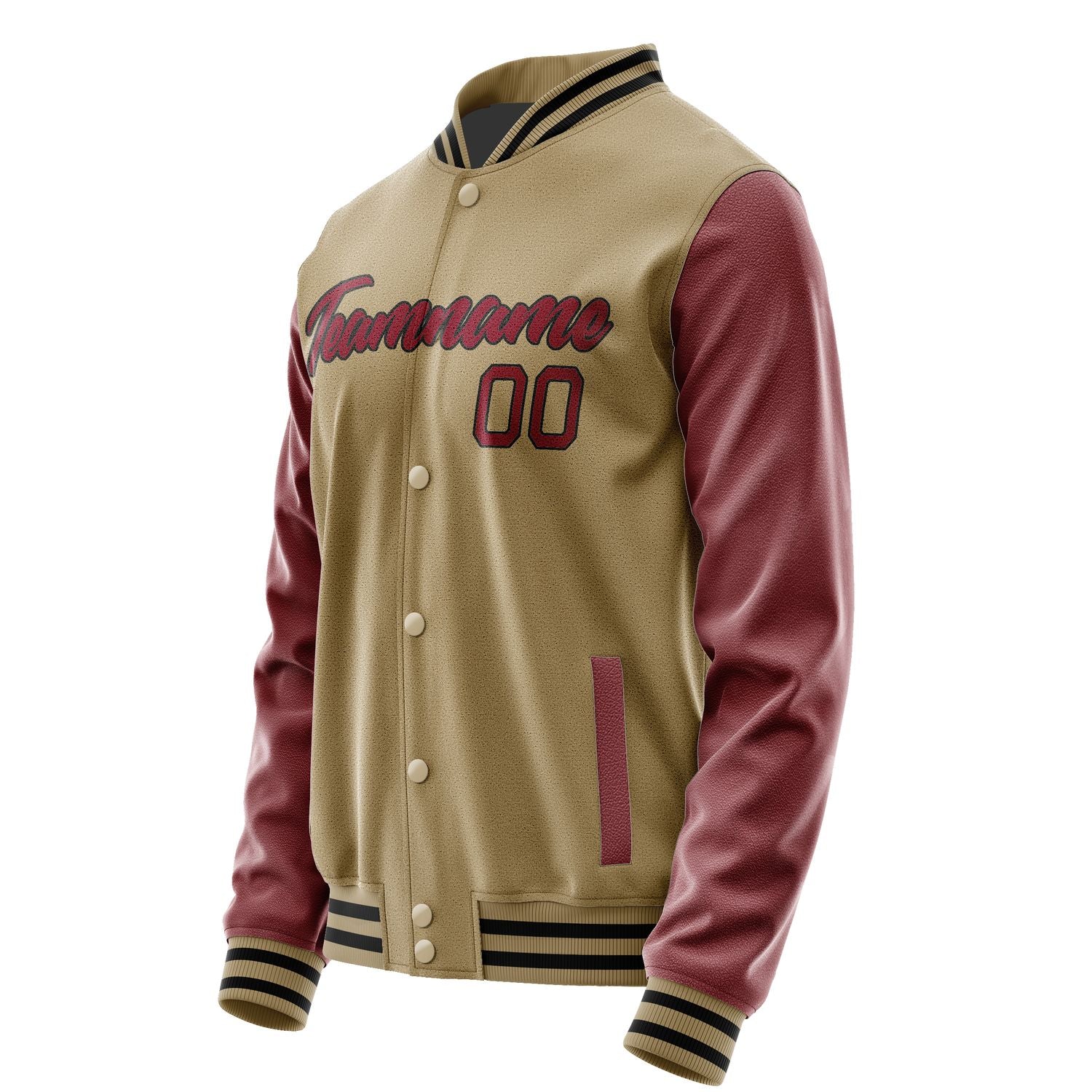 Maßgeschneidertes Hellkhaki Karmesinrot Jacke JA2525152517B21715